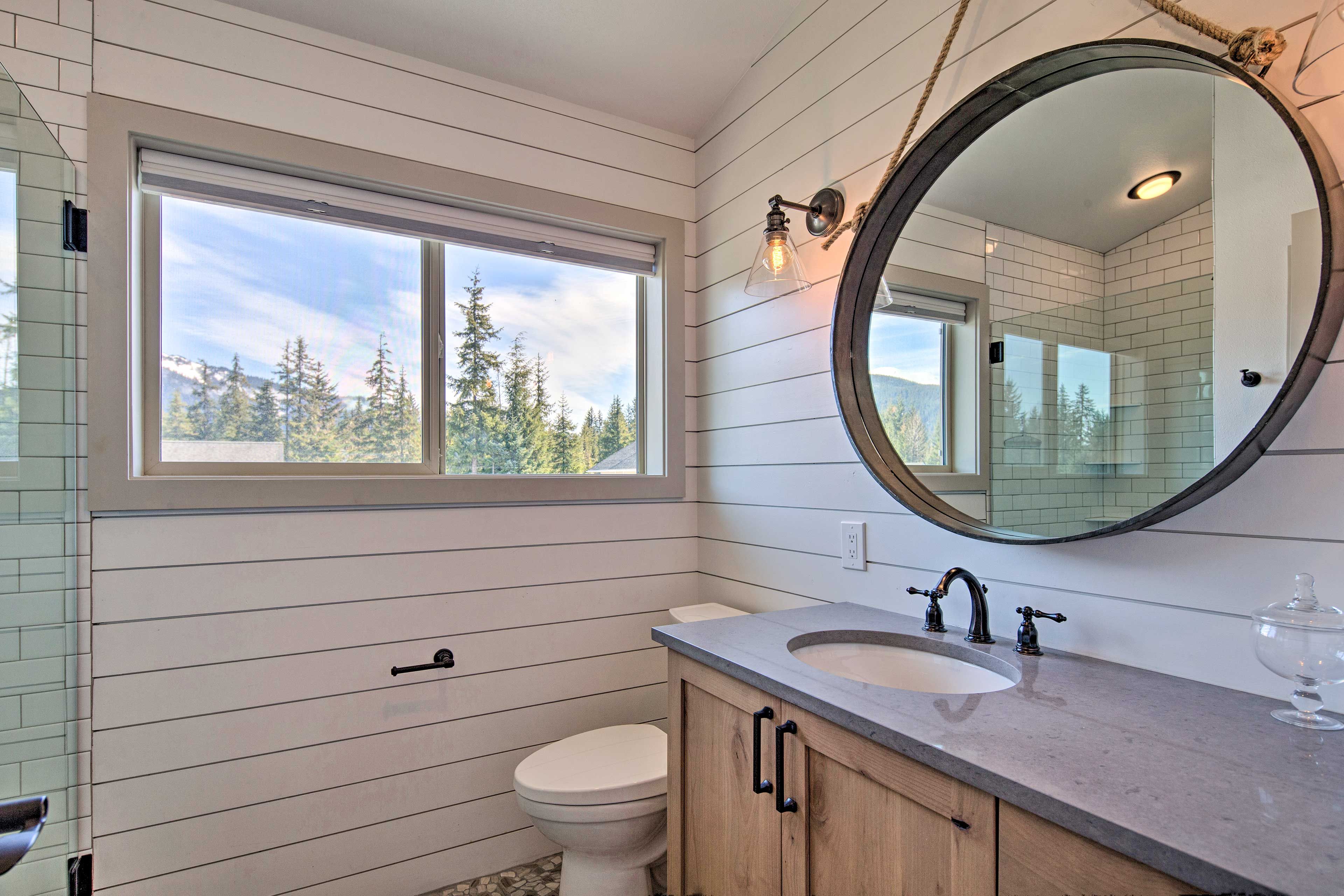 Rinse the day away in his immaculate bathroom.