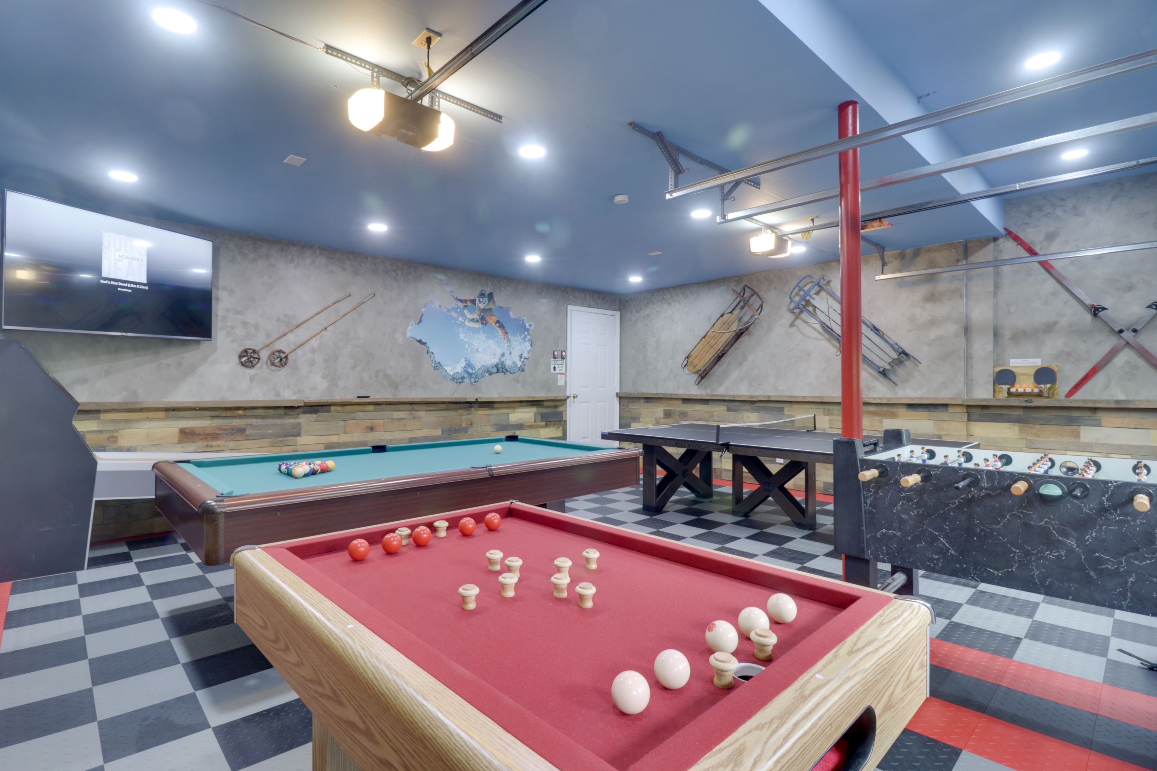 Garage | Full-Sized Slate Pool Table | Foosball Table | Ping-Pong Table