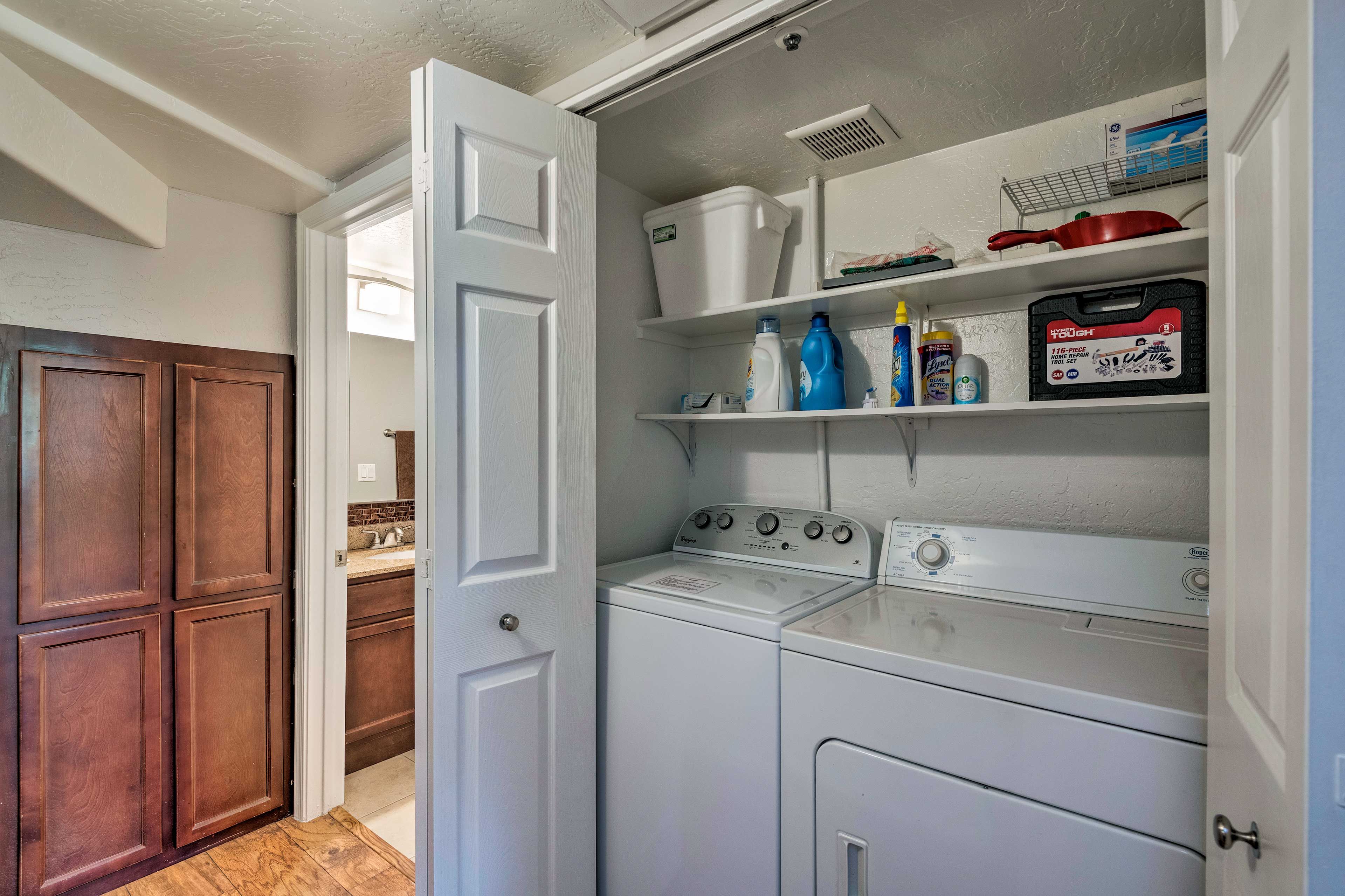 Pack light with the convenience of the in-unit washer and dryer.