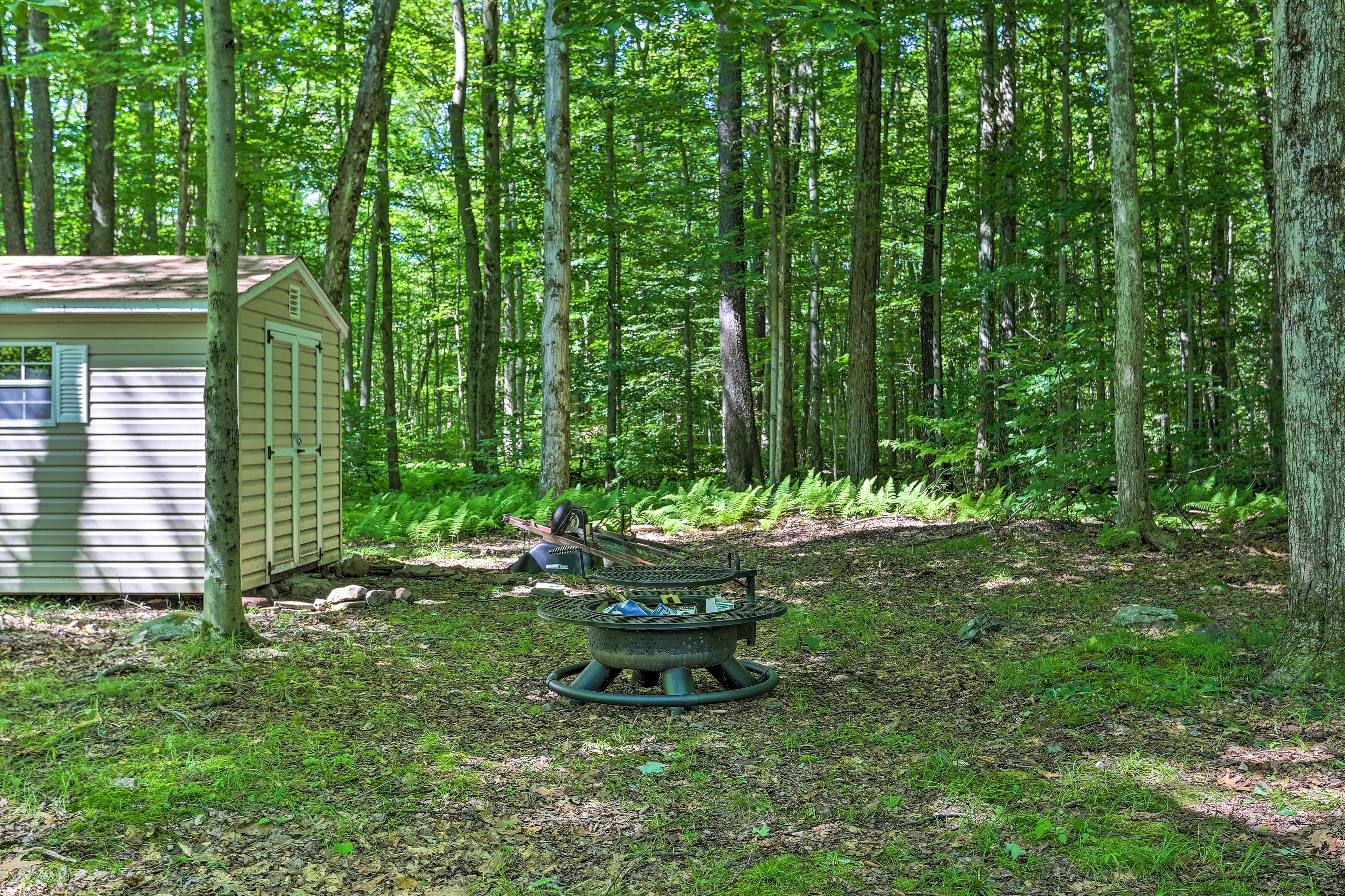 Gather around the fire pit to tell ghost stories and make s'mores.