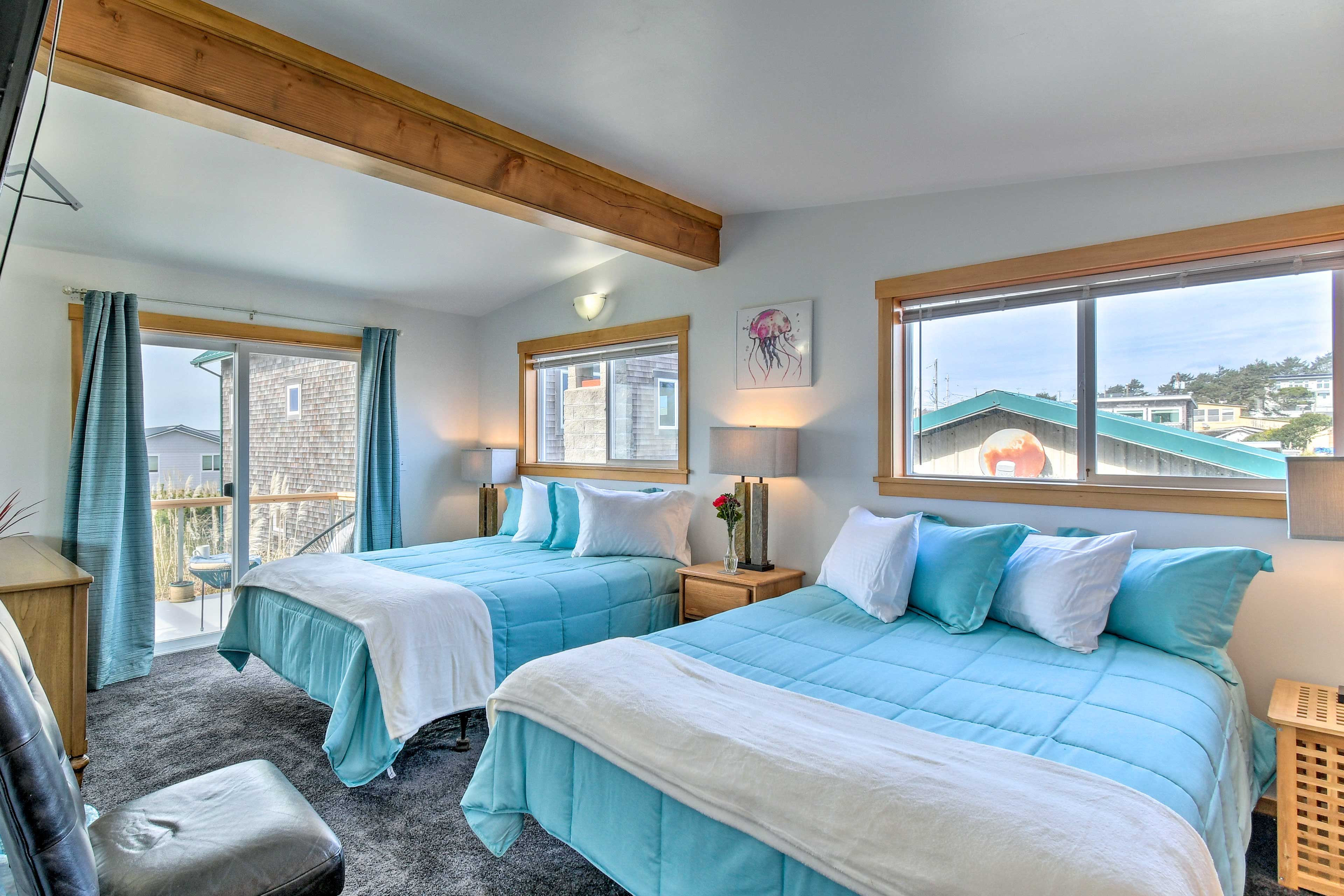 Bedroom 1 | 2 Queen Beds | Linens Provided | 1st Floor