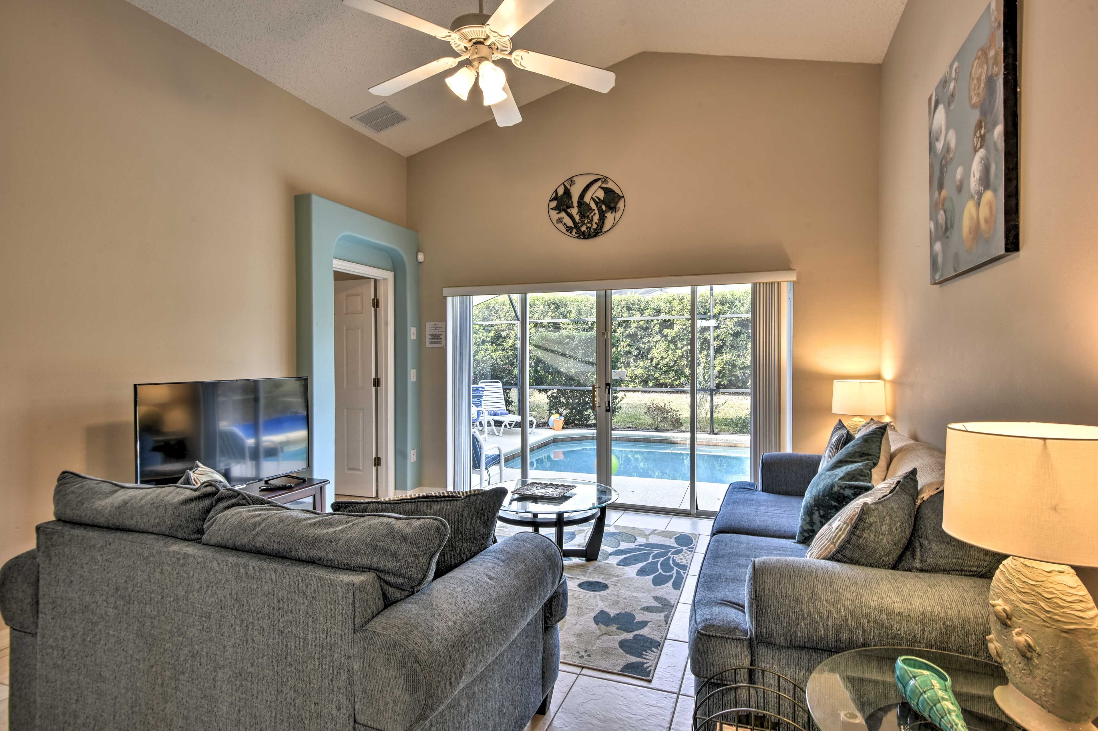 The living room has comfortable furnishings.
