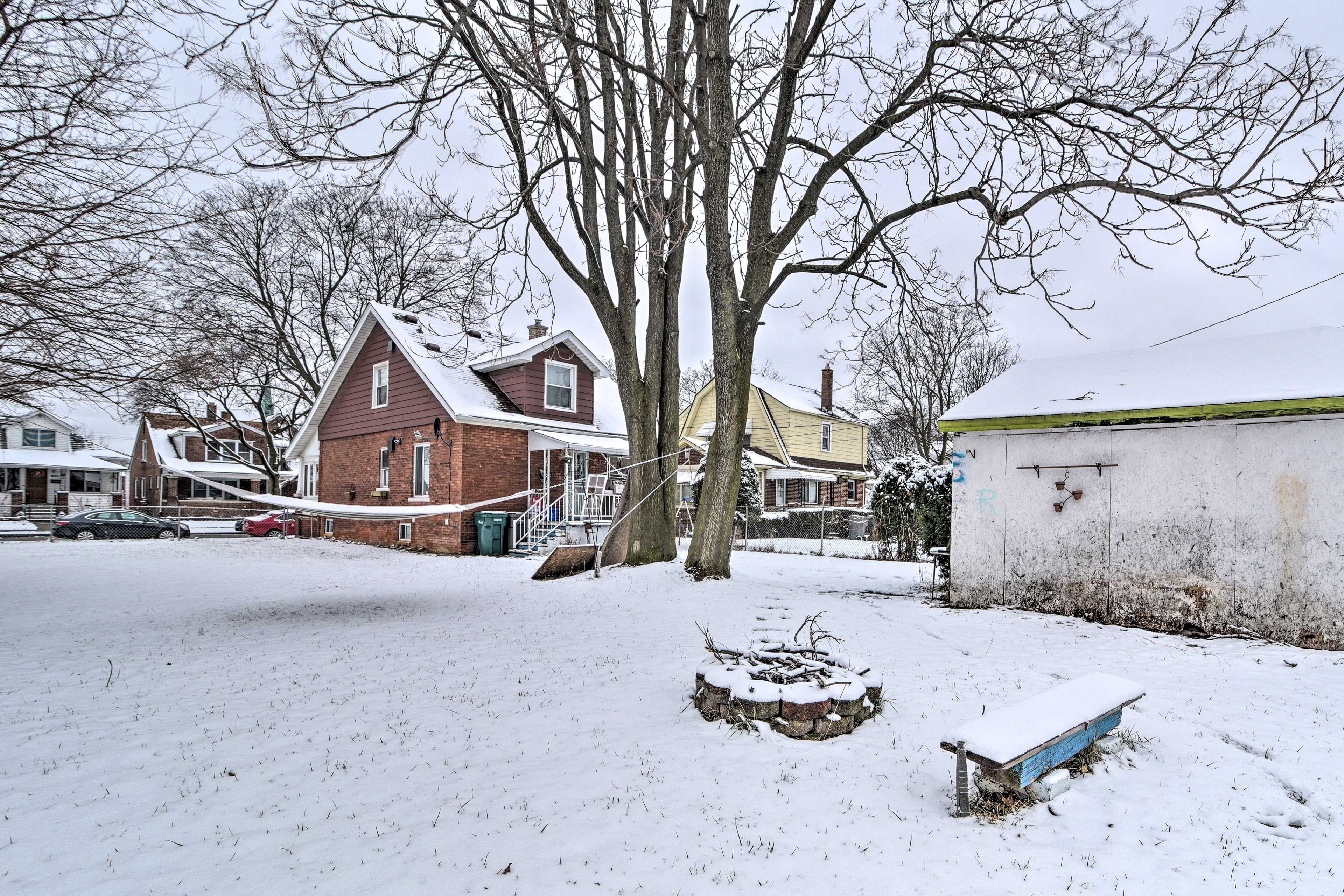 In the winter, warm up and tell stories around the fire pit.
