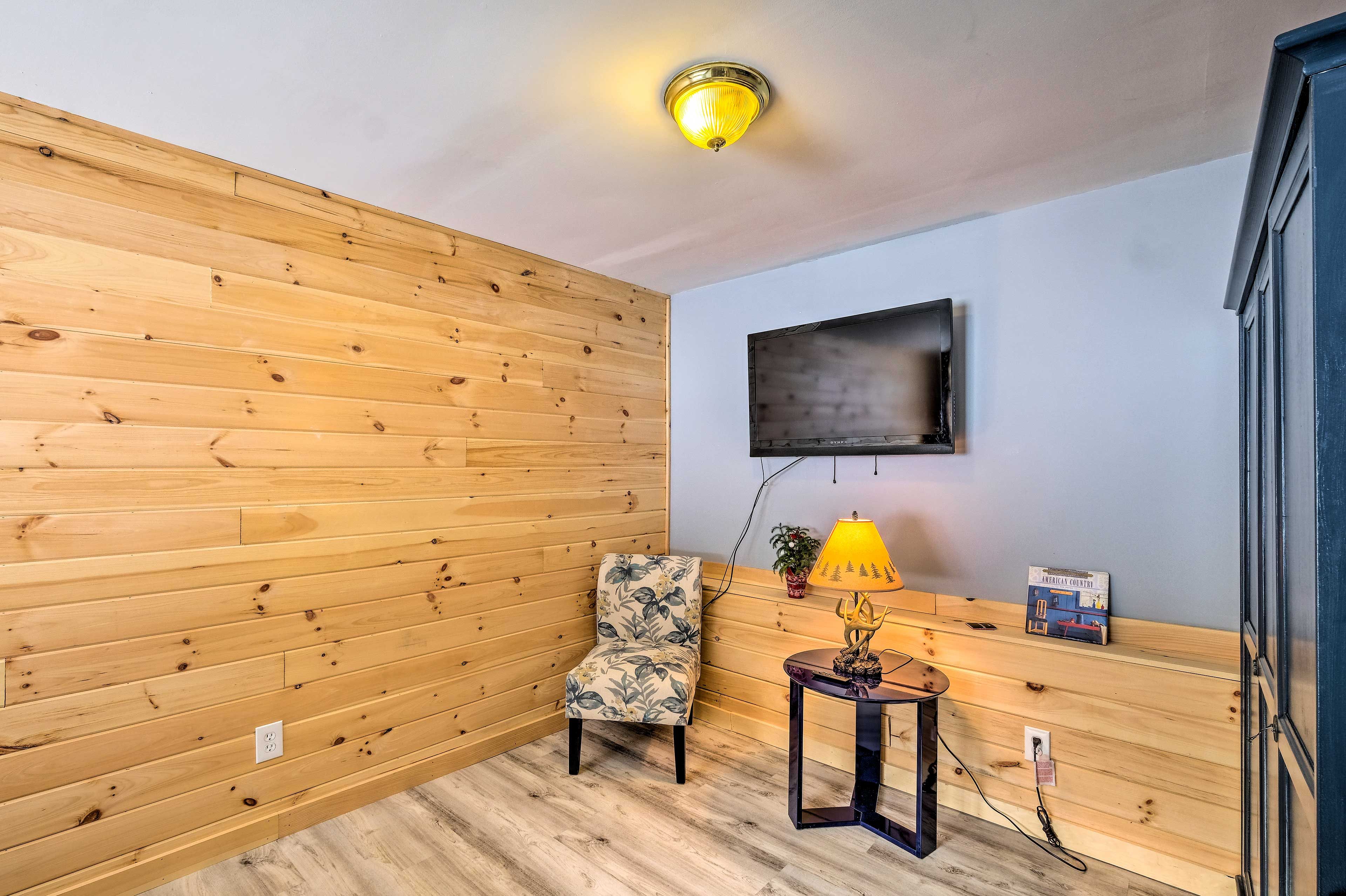 Enjoy a movie with a special someone from the comfort of this bedroom.