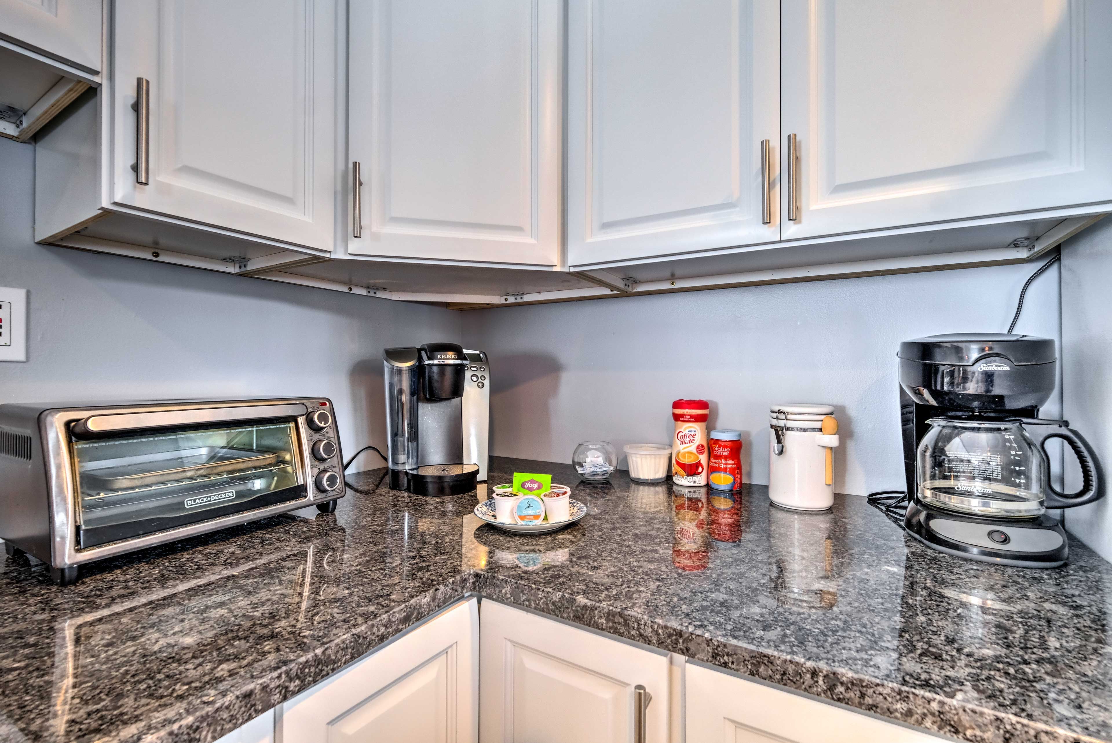 Pods, grounds, and creamer are provided!