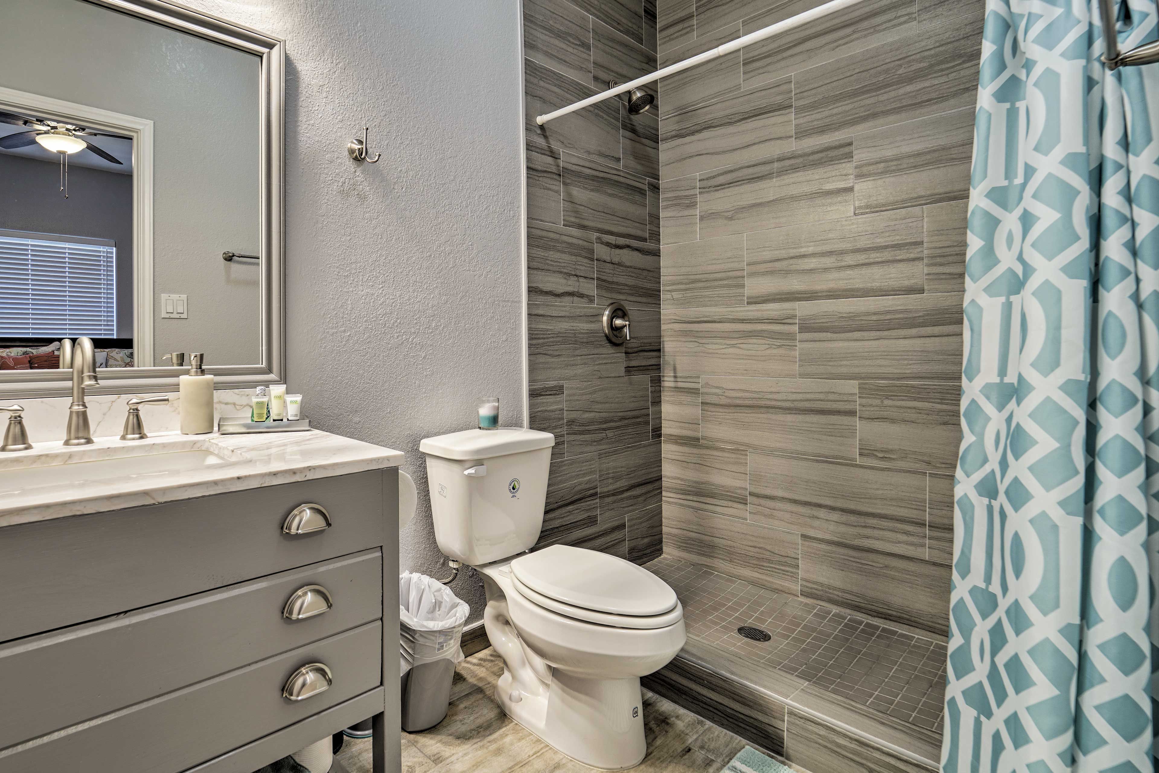 Step into the shower after a long day.
