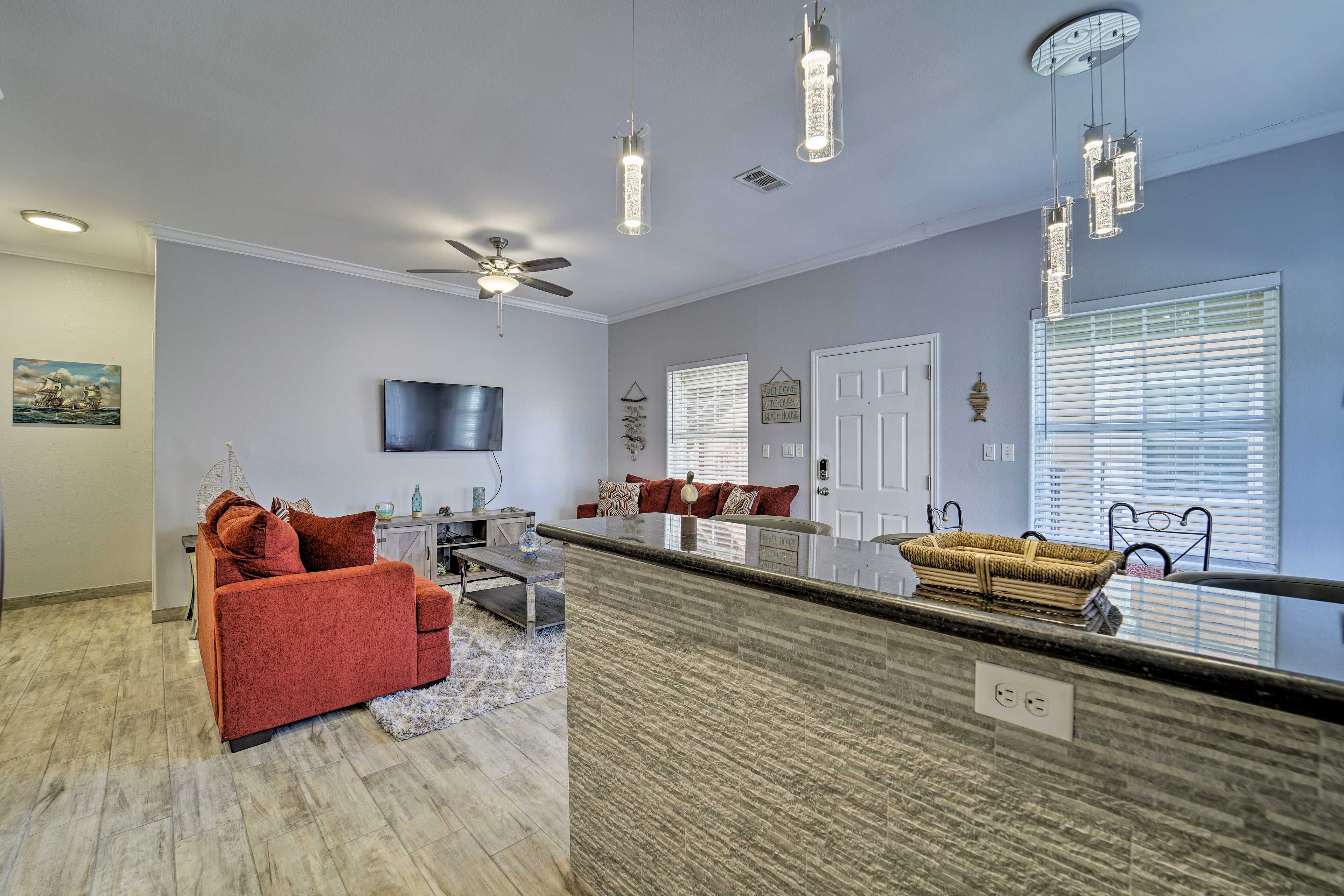 Drink your morning coffee at the breakfast bar.