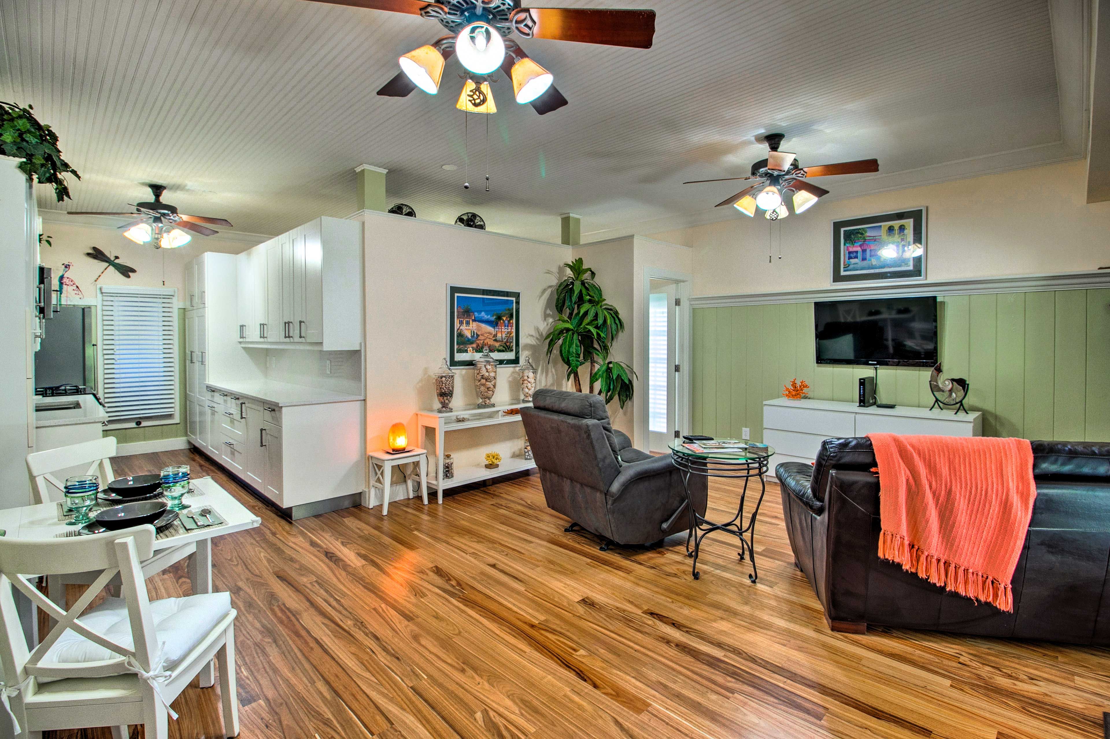 An open floor plan gives this space an airy feel.