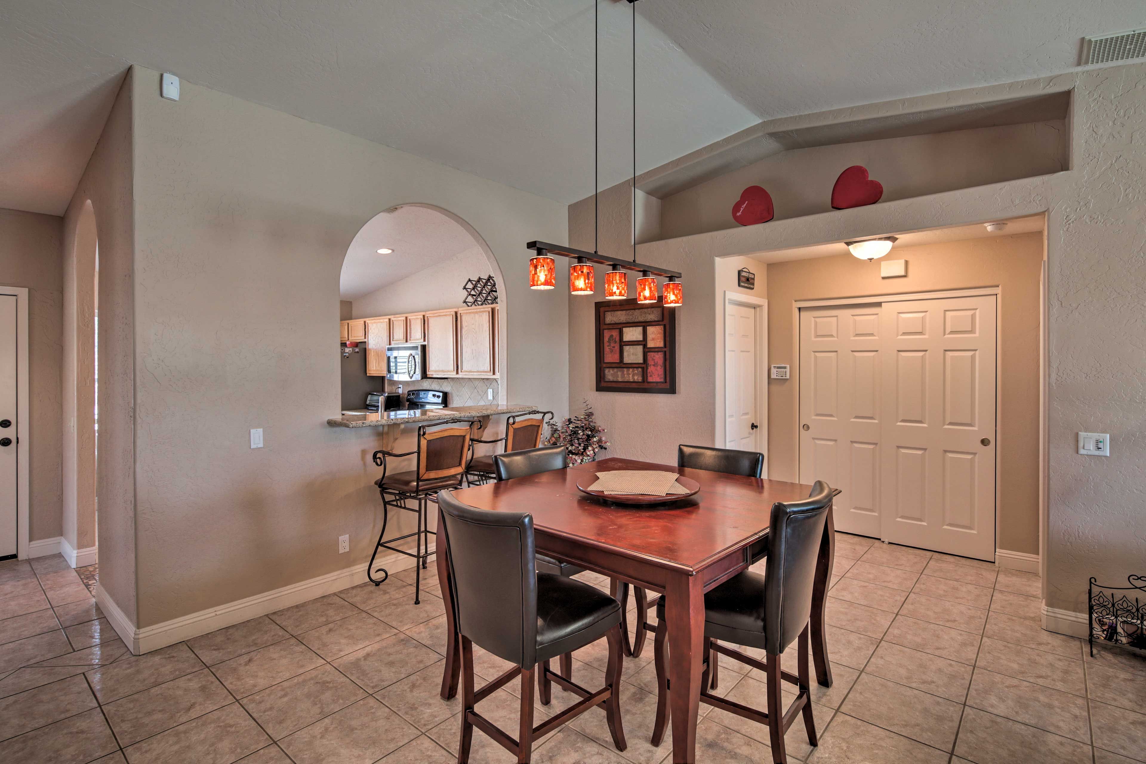 Gather at the dining table for a delicious home-made meal.