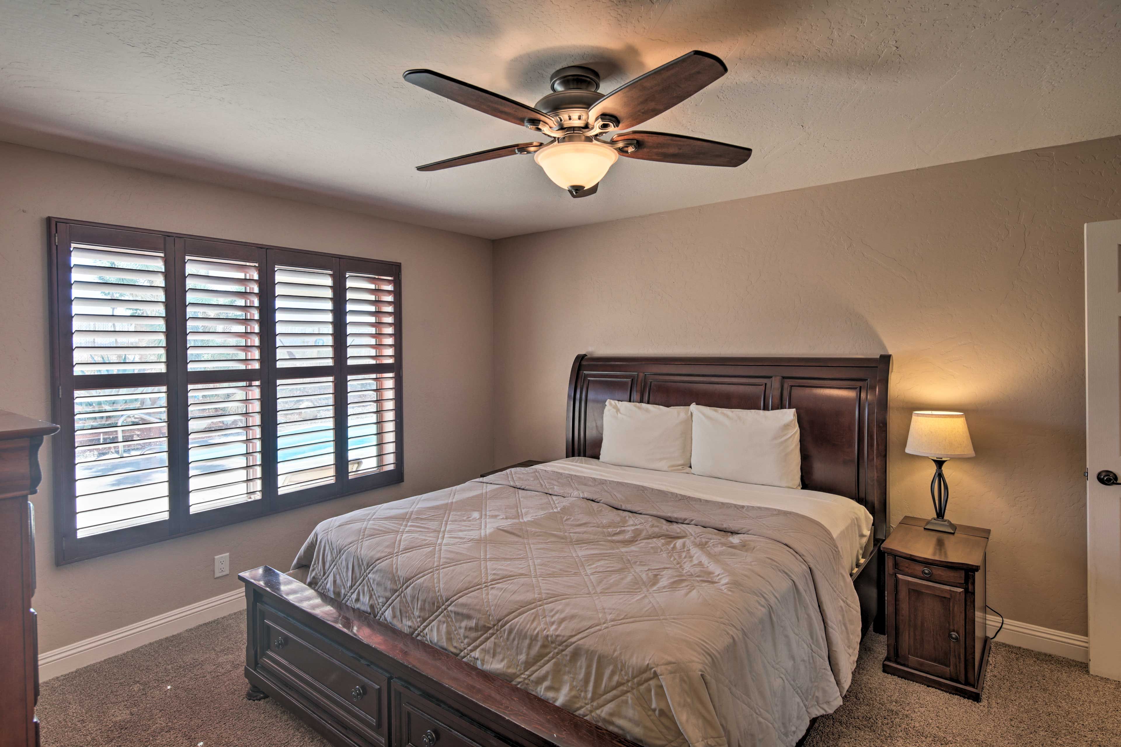 Retire to the first bedroom for a good night's sleep.