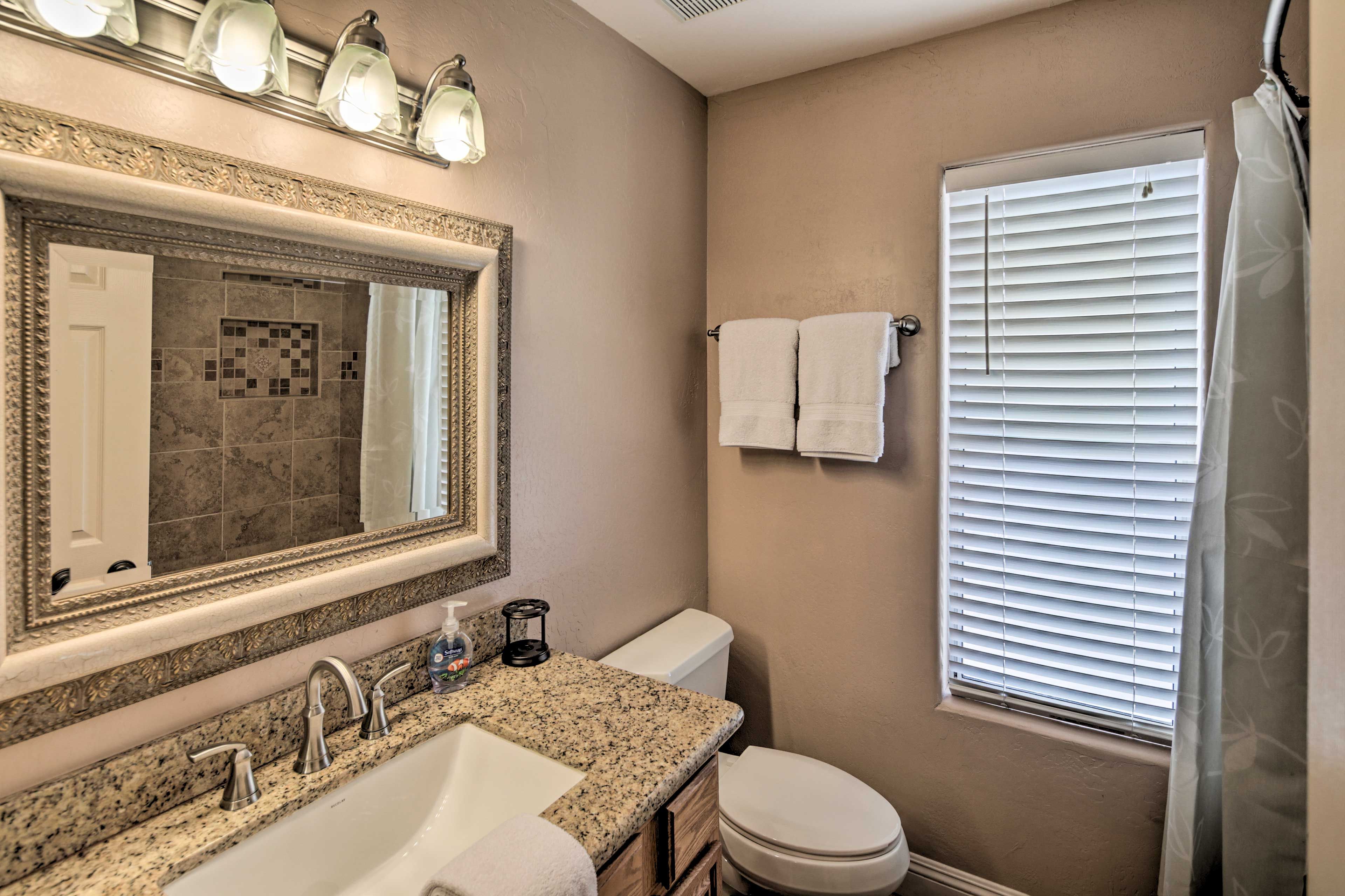 Freshen up in the bathroom.