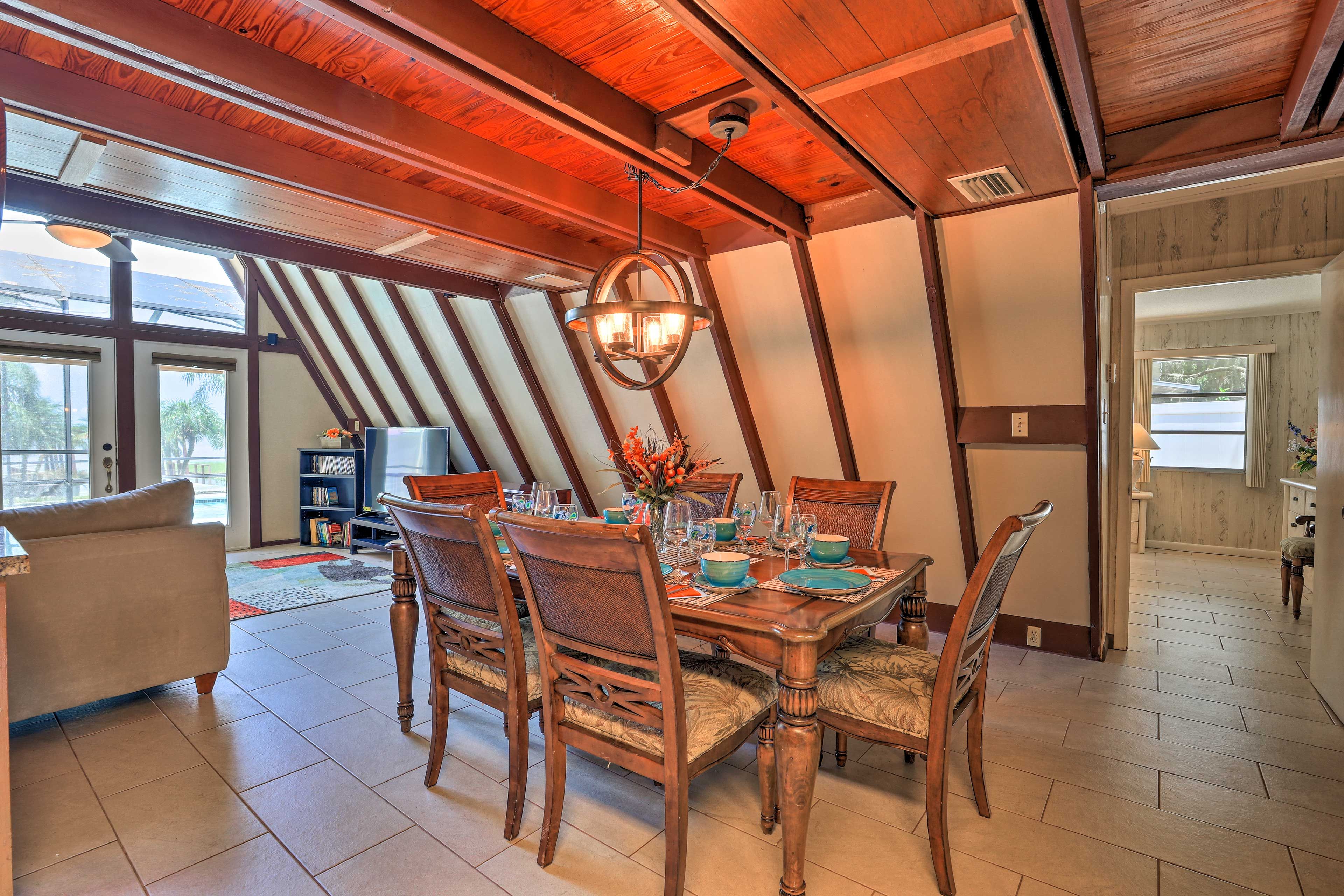 Sit down at the formal dining table and enjoy a home-cooked meal!