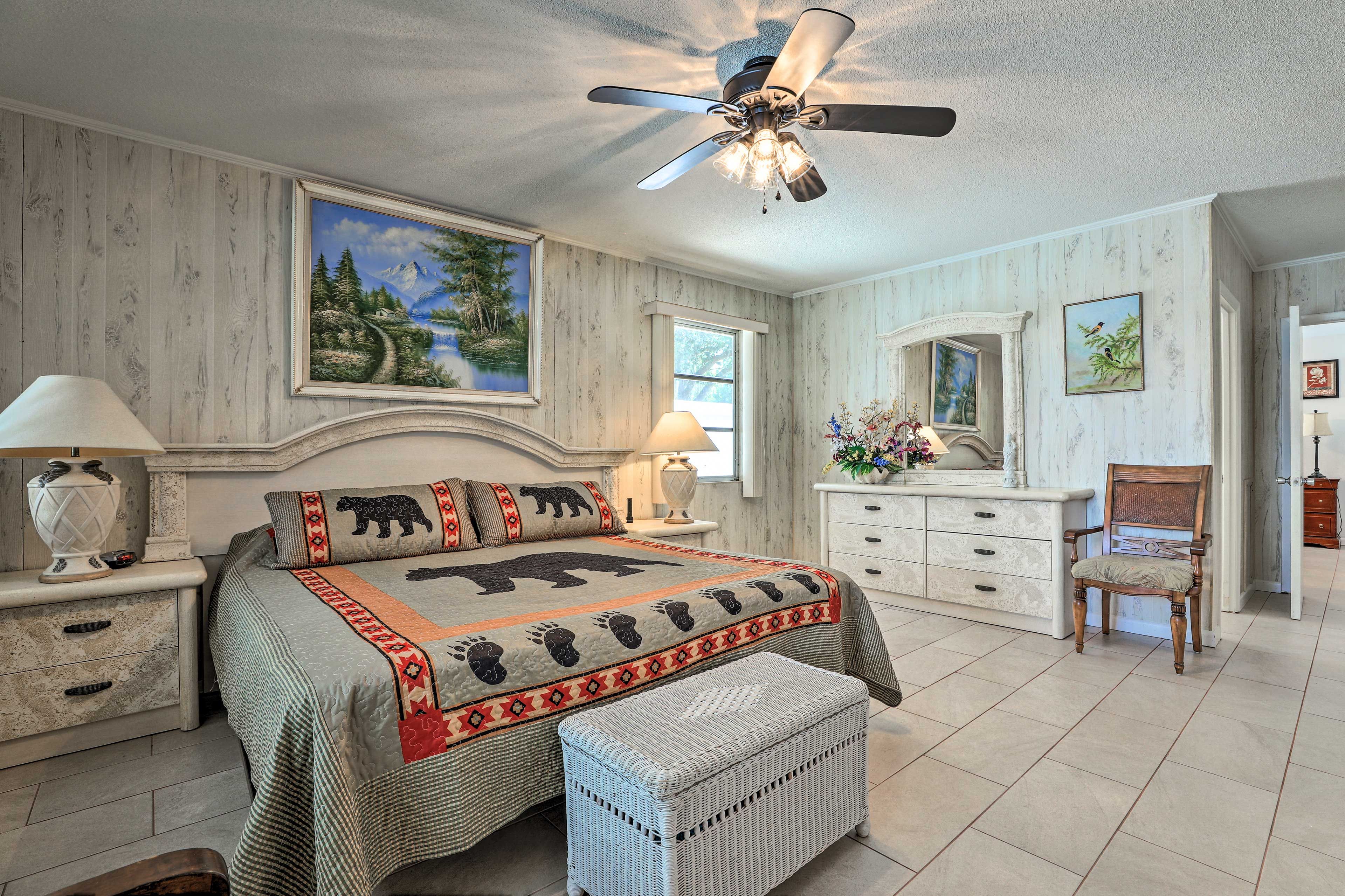 The first bedroom has a king-sized bed.