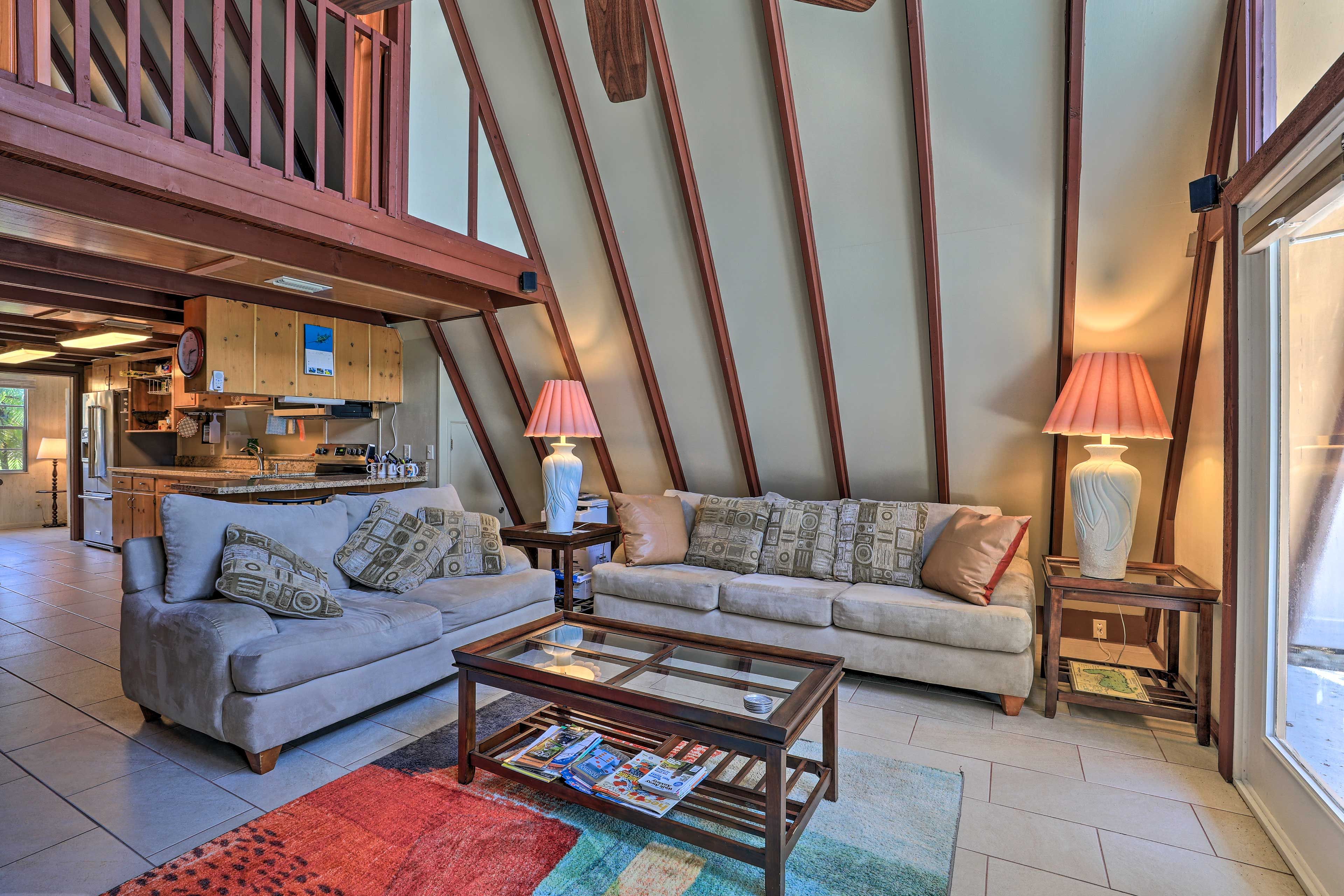 Kick back in the living room and read a magazine.