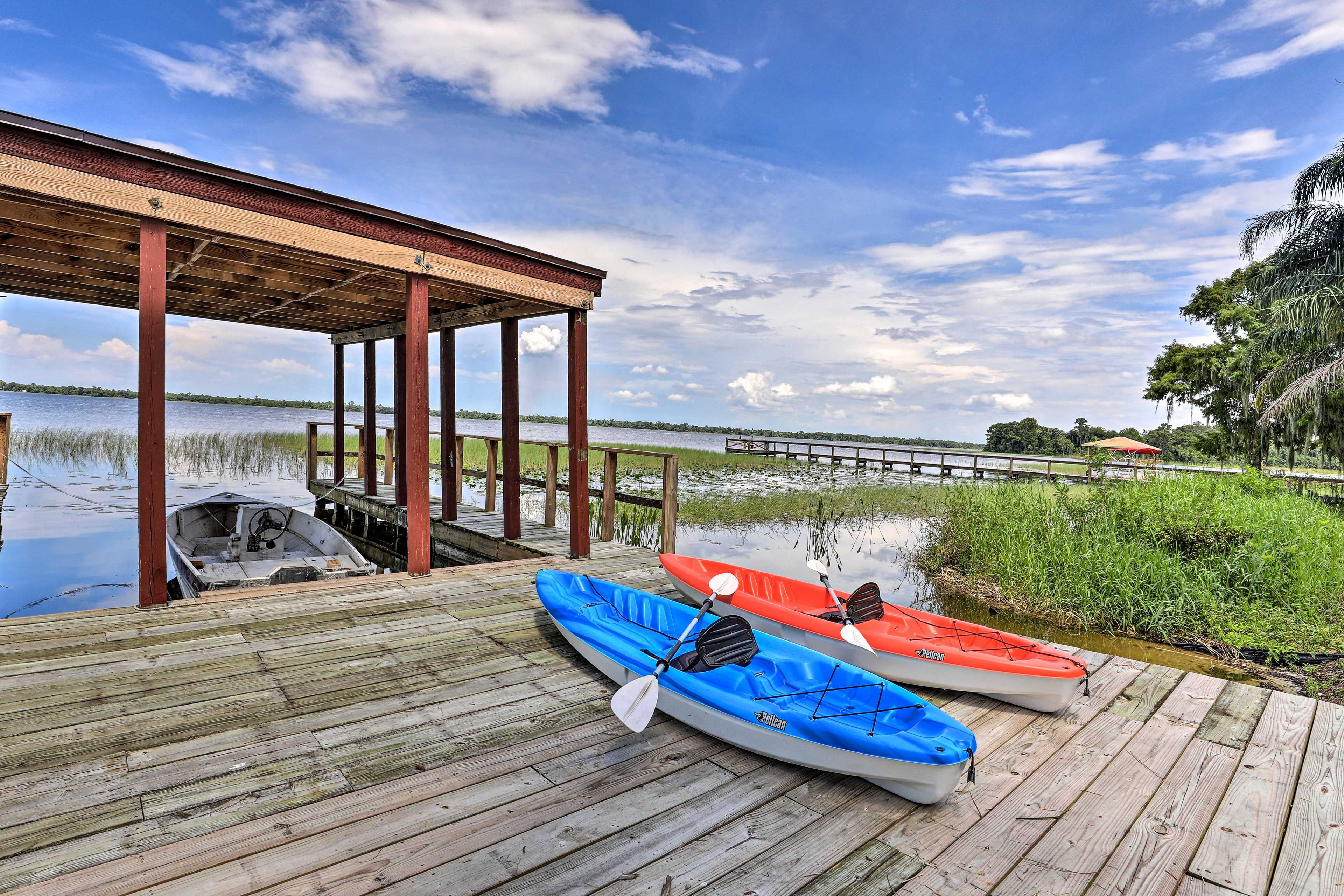 This vacation rental comes with 4 kayaks for guests' leisure.