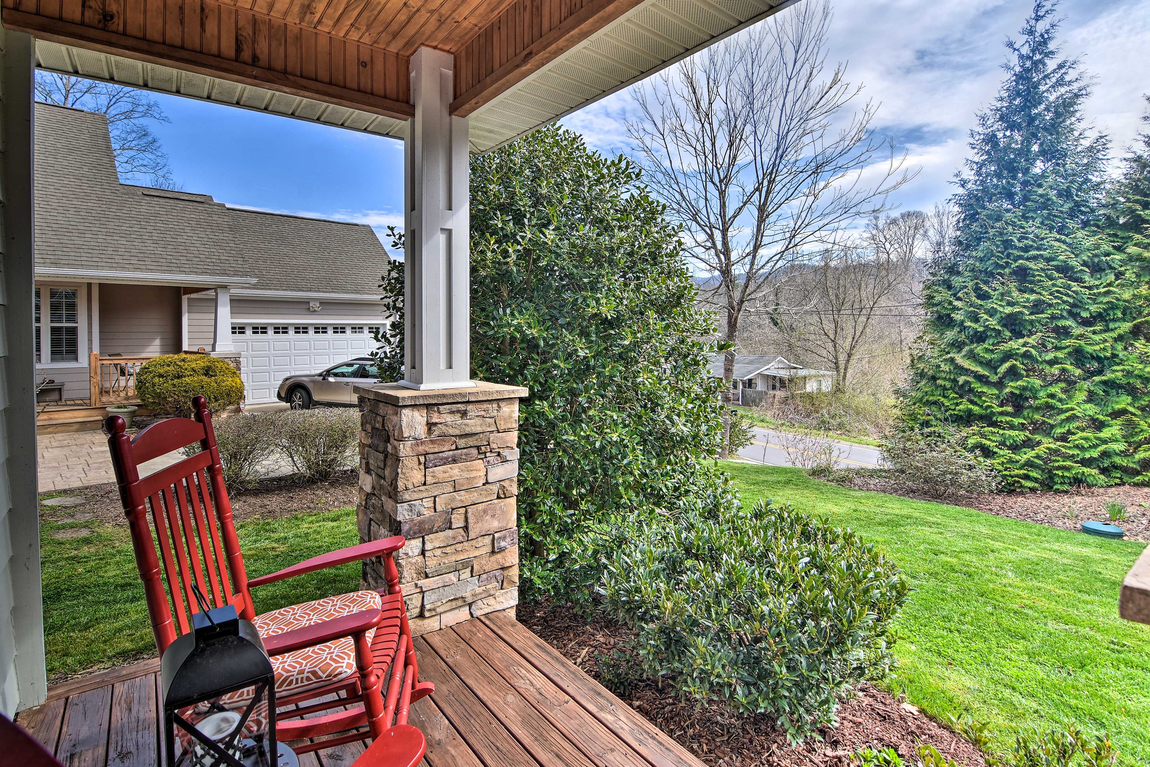 Take your morning coffee and crossword to the covered porch.