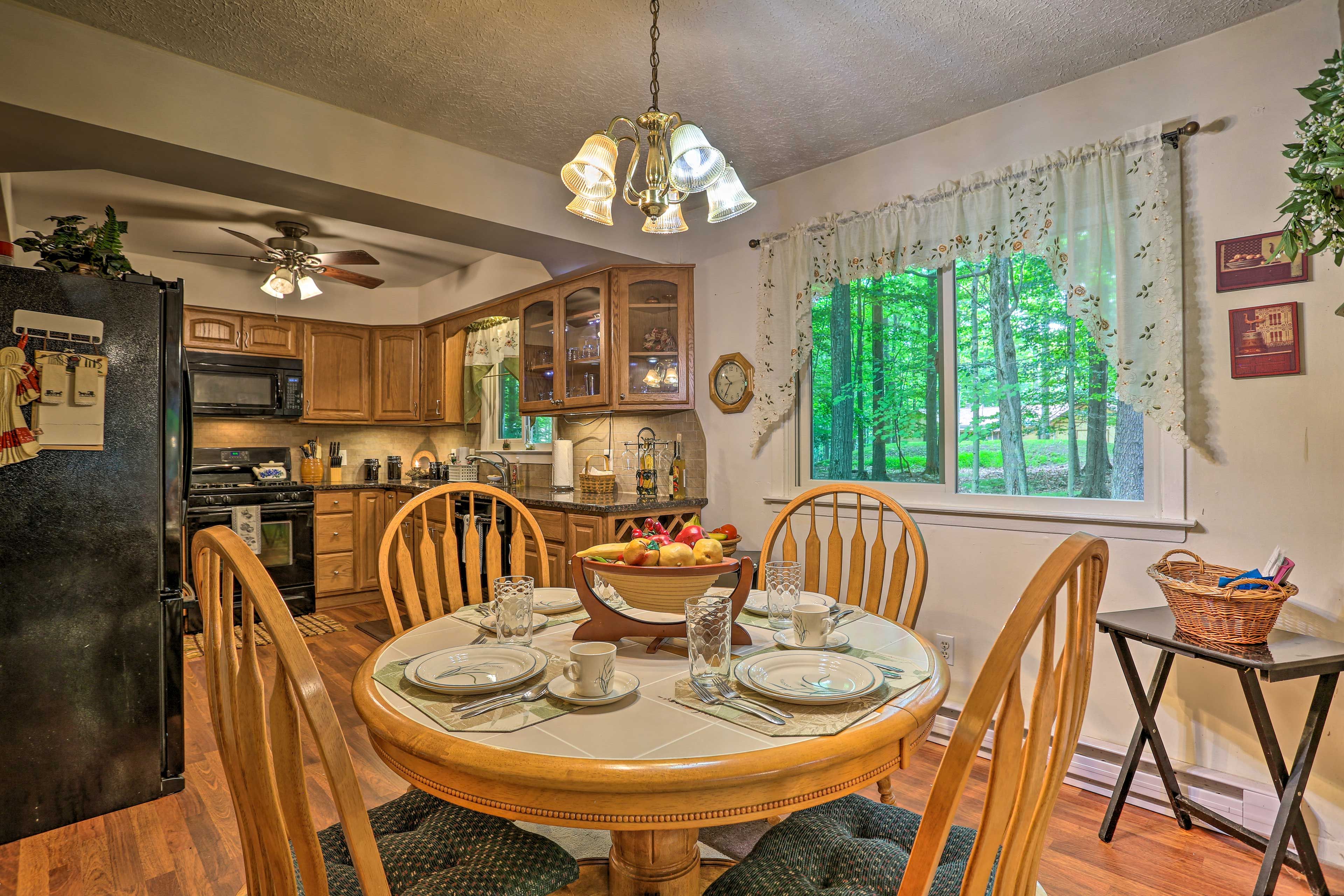 Gather at the dining table for a delicious meal.