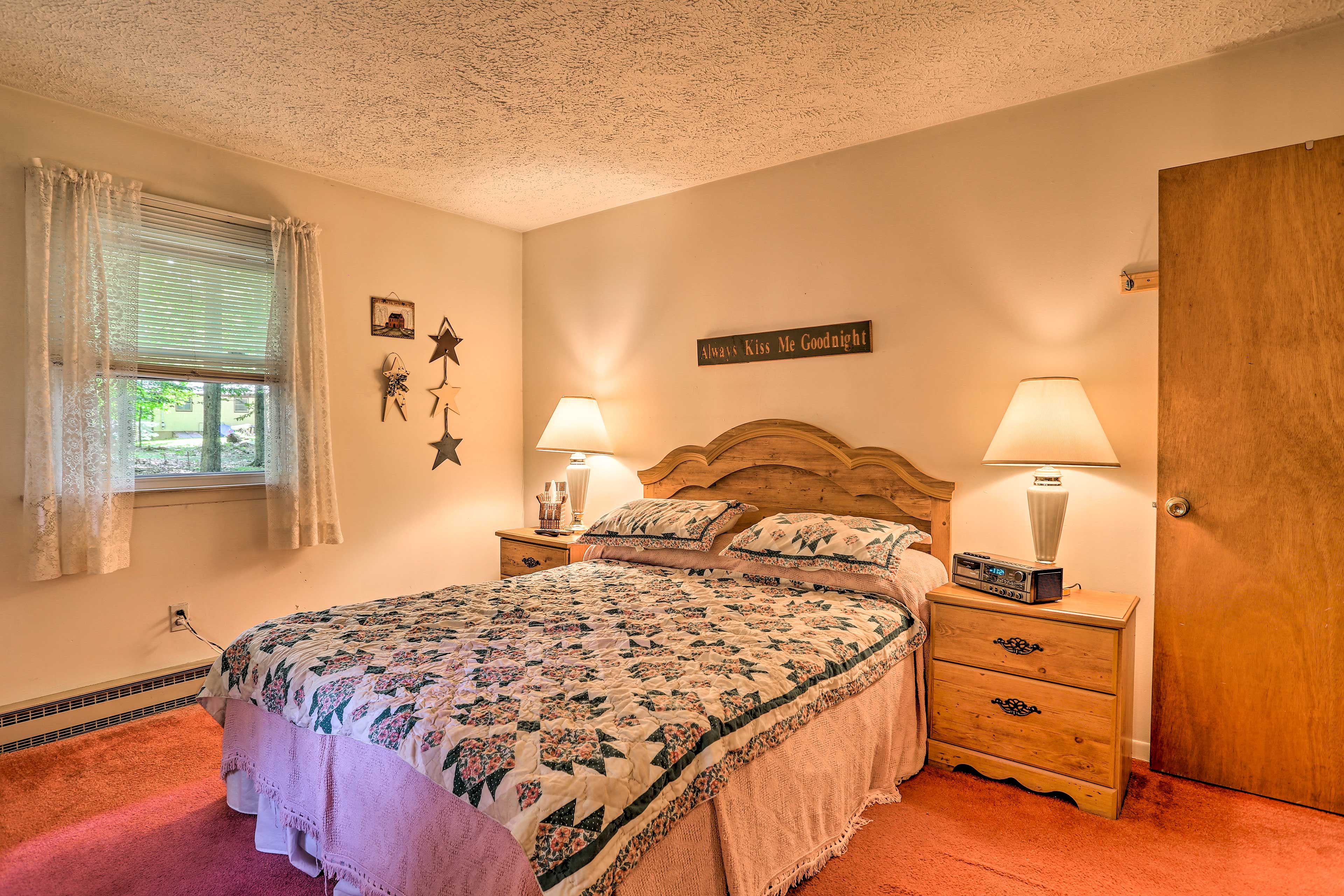 Retire to the master bedroom for a good night's sleep.