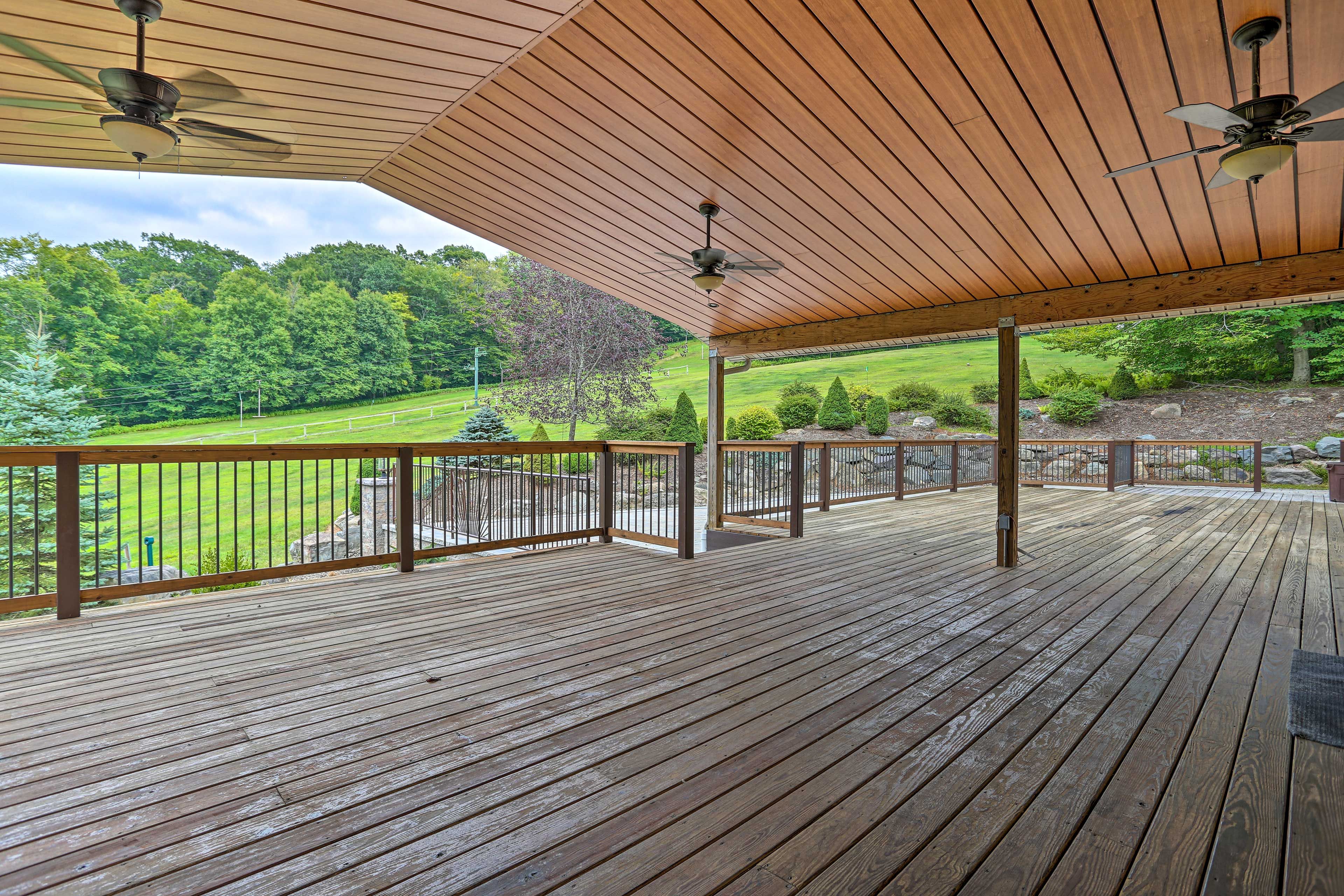 Look out onto the ski runs from the Village Chalet.