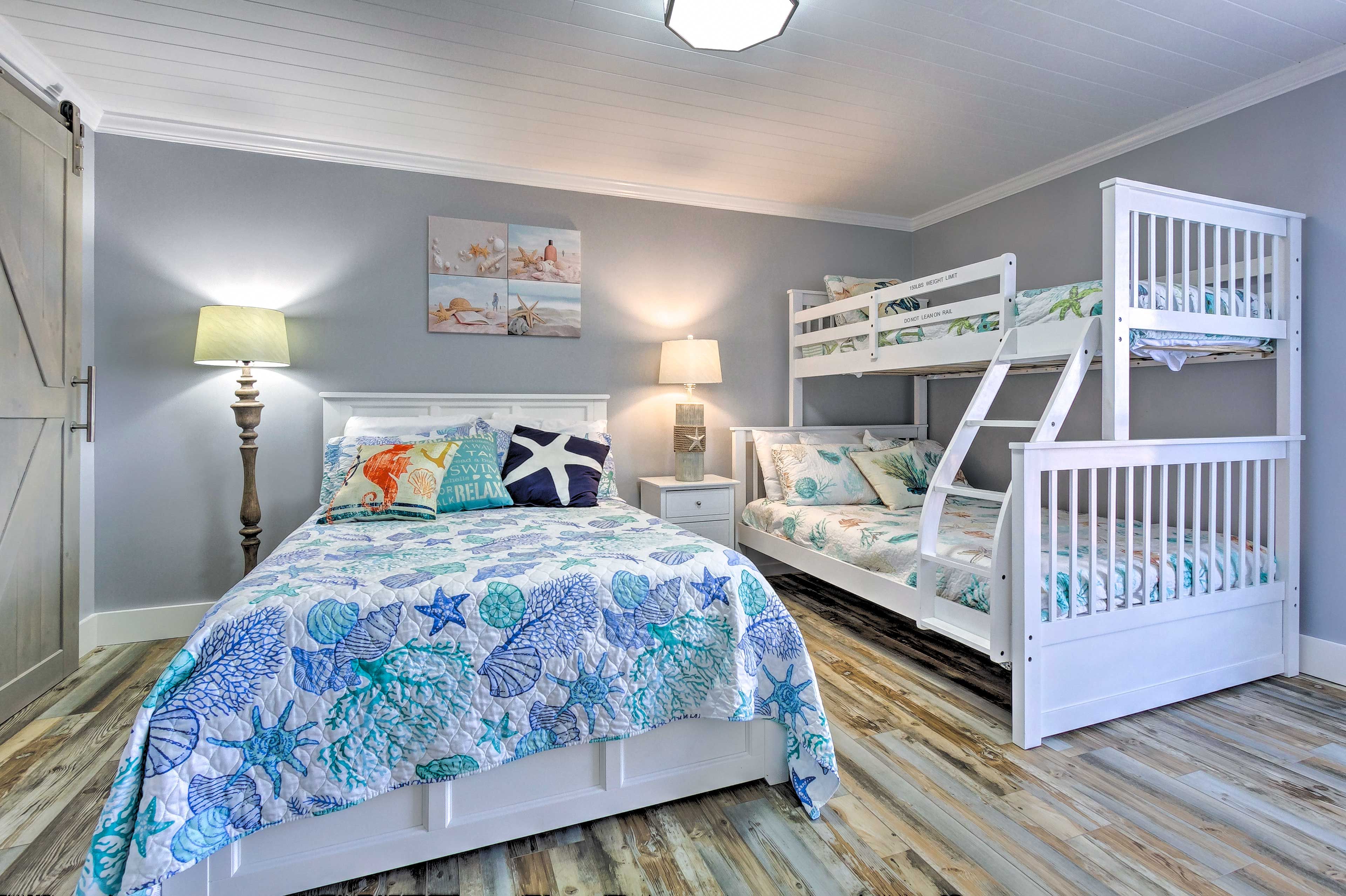 The second bedroom boasts a full bed & twin/full bunk bed.