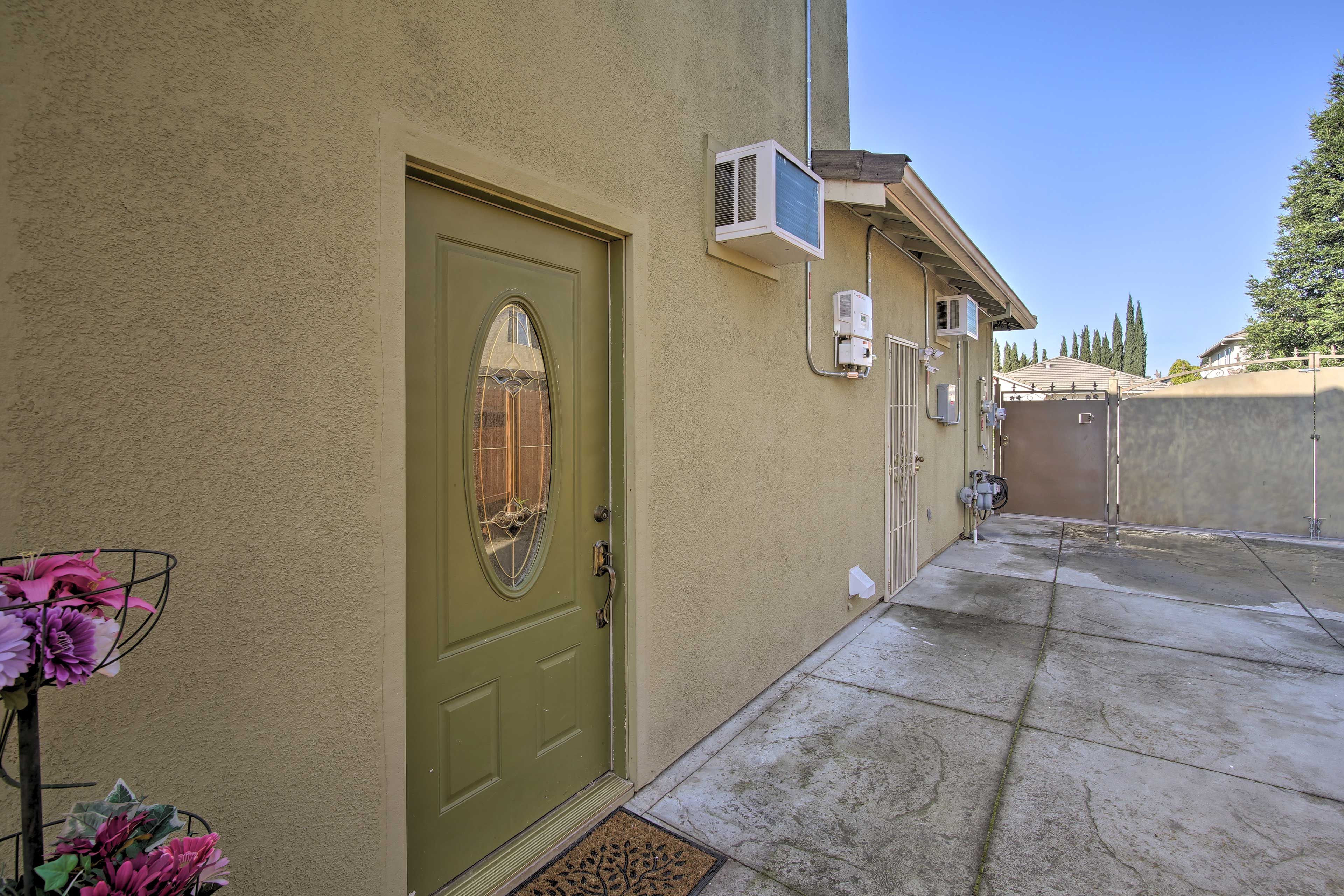 Step outside to find a patio area.