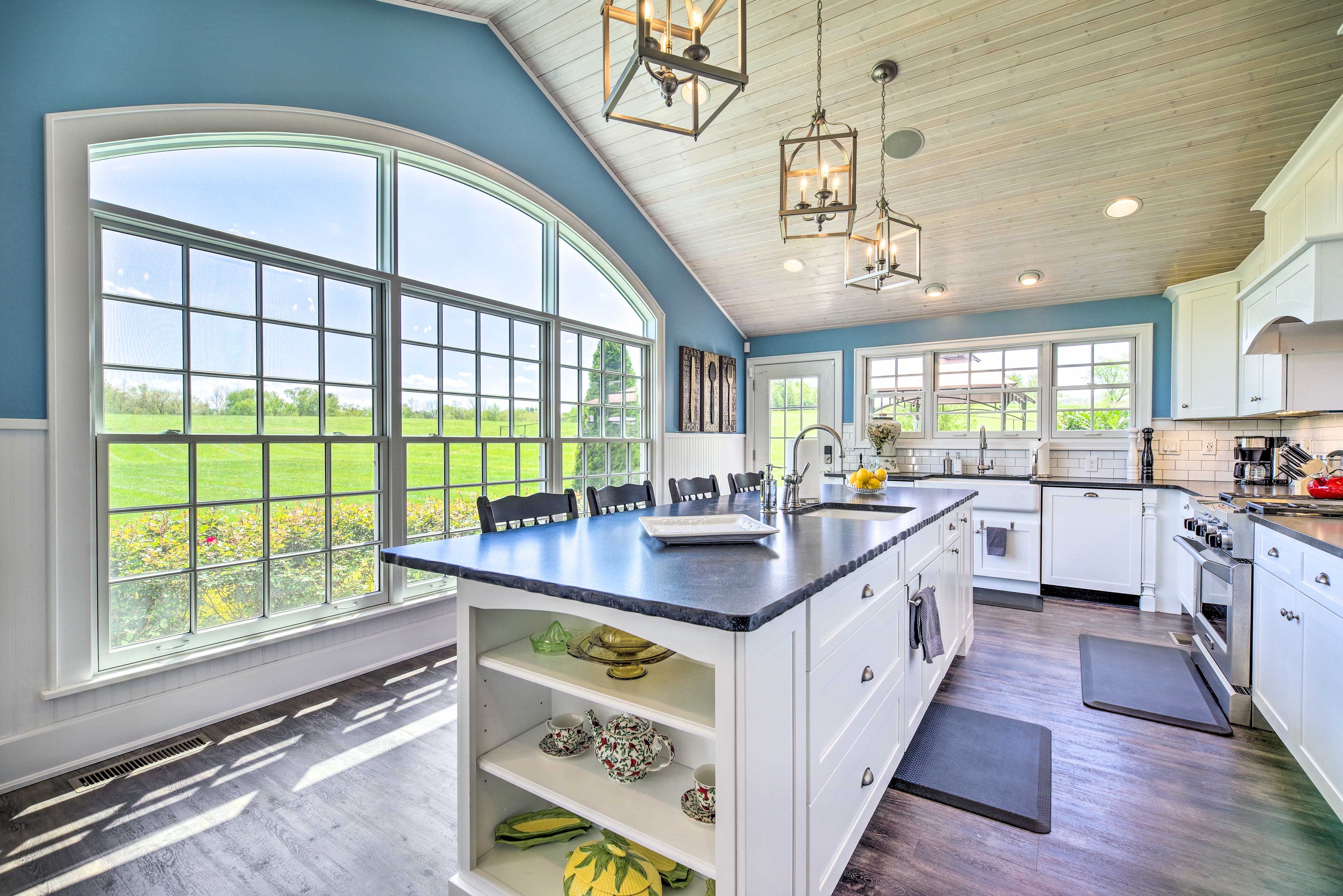Enjoy the views from the large windows.