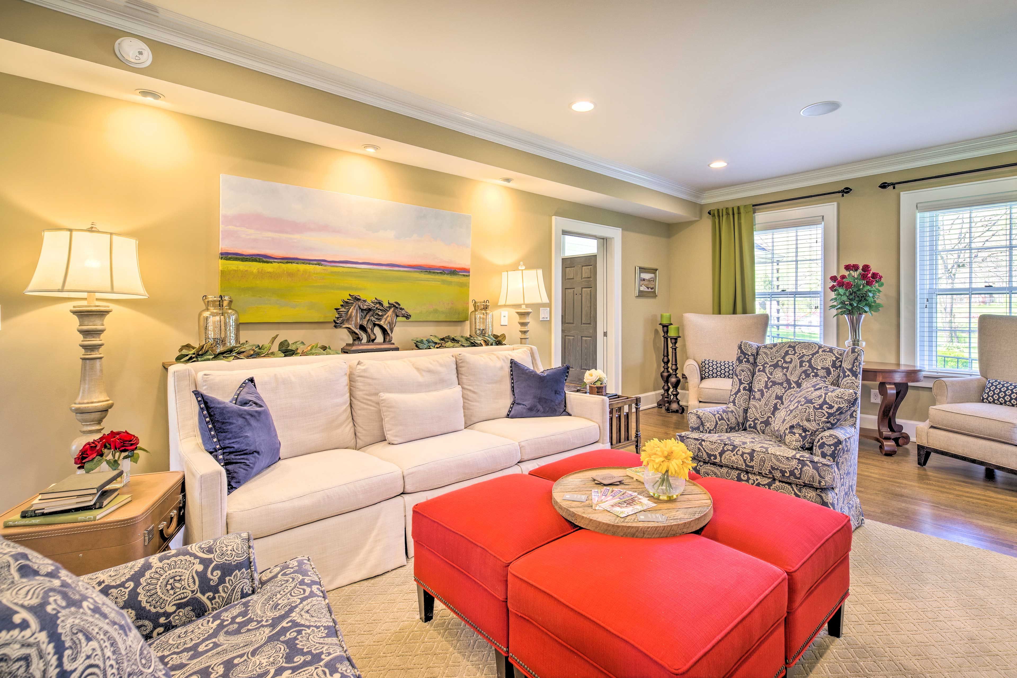 Take a seat in the charming living room.