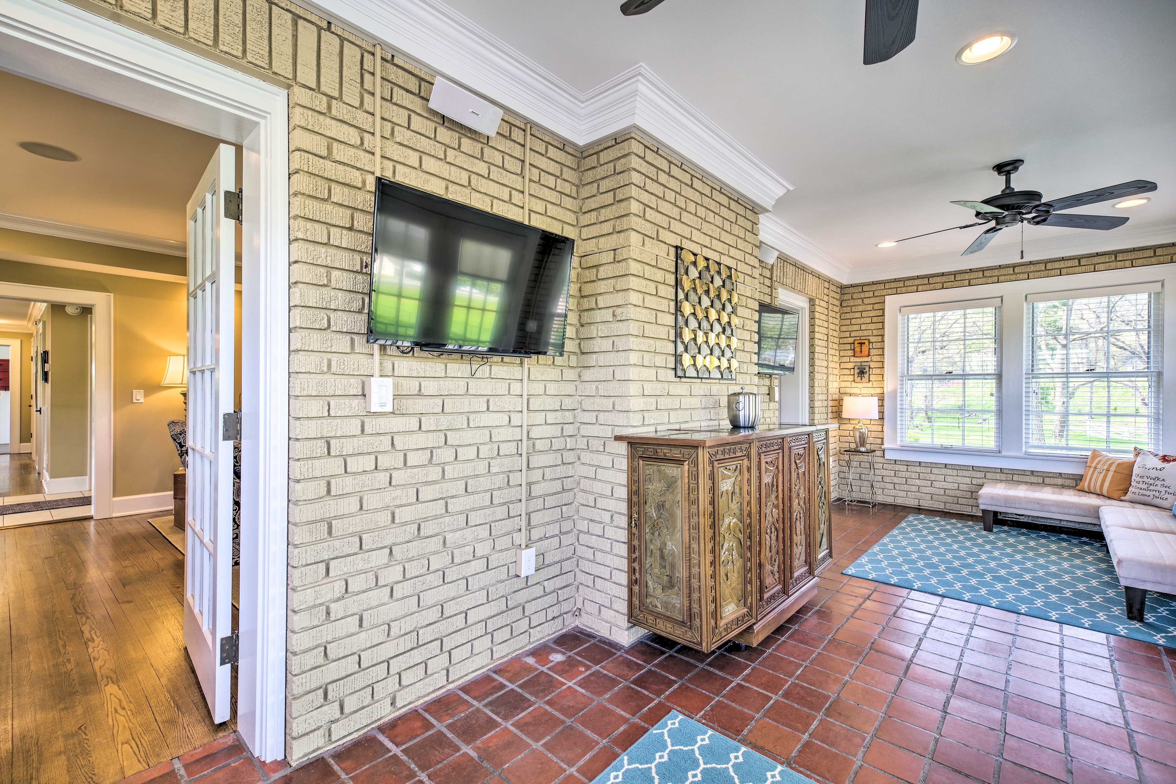 Head into the sunroom to watch a movie!