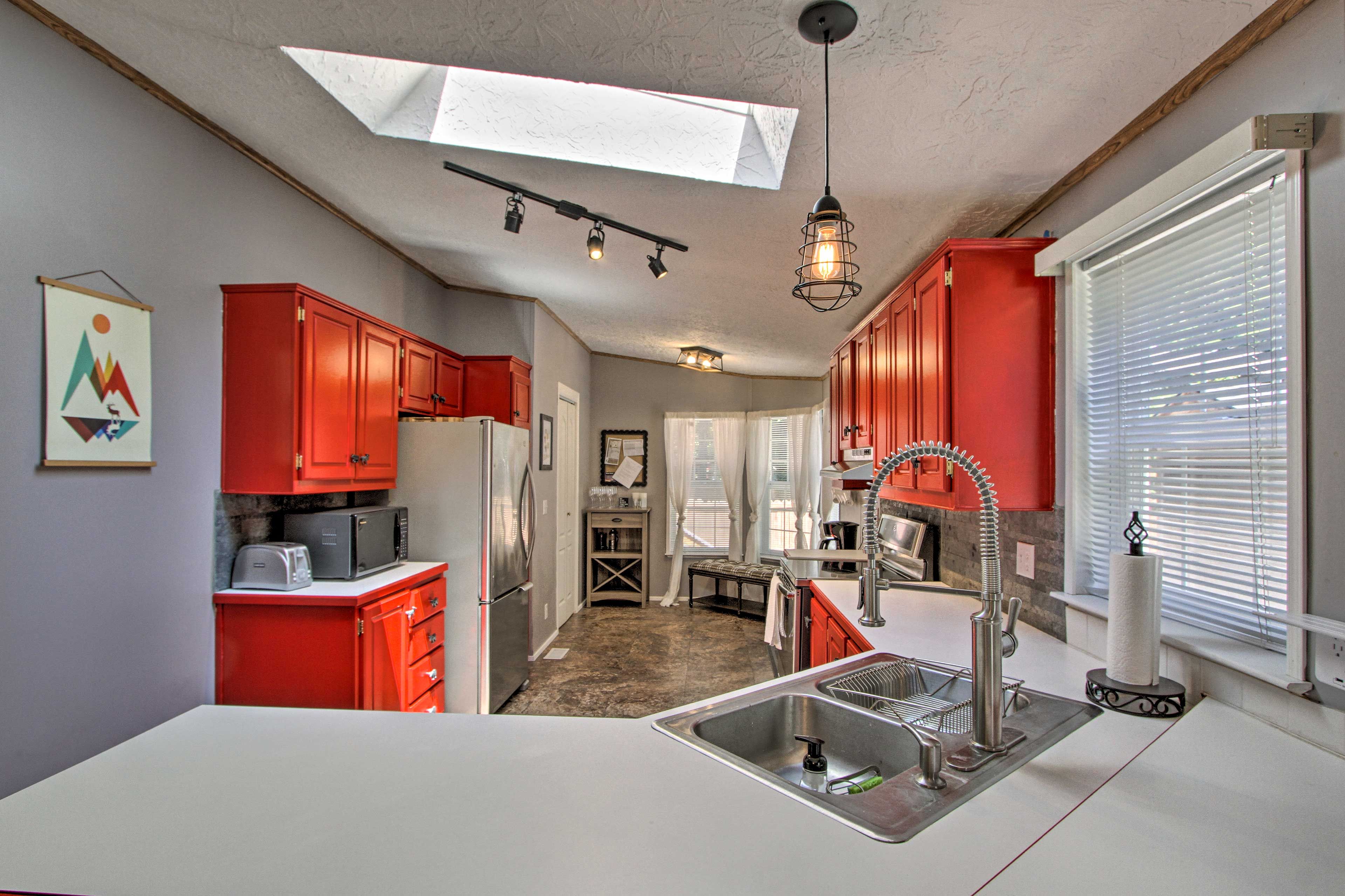 The kitchen features ample counter space.