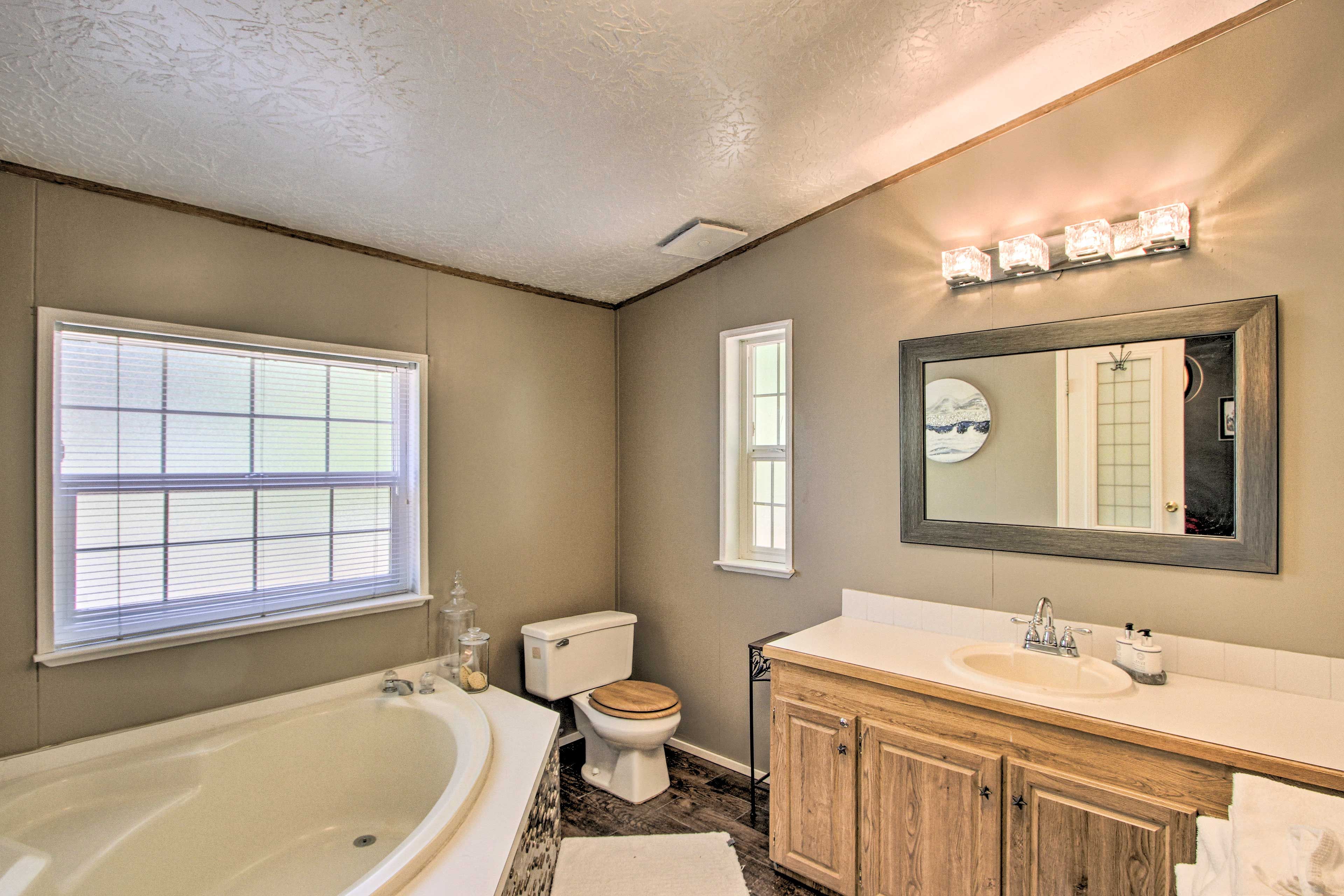 Sink into the soaking tub and enjoy a relaxing morning.