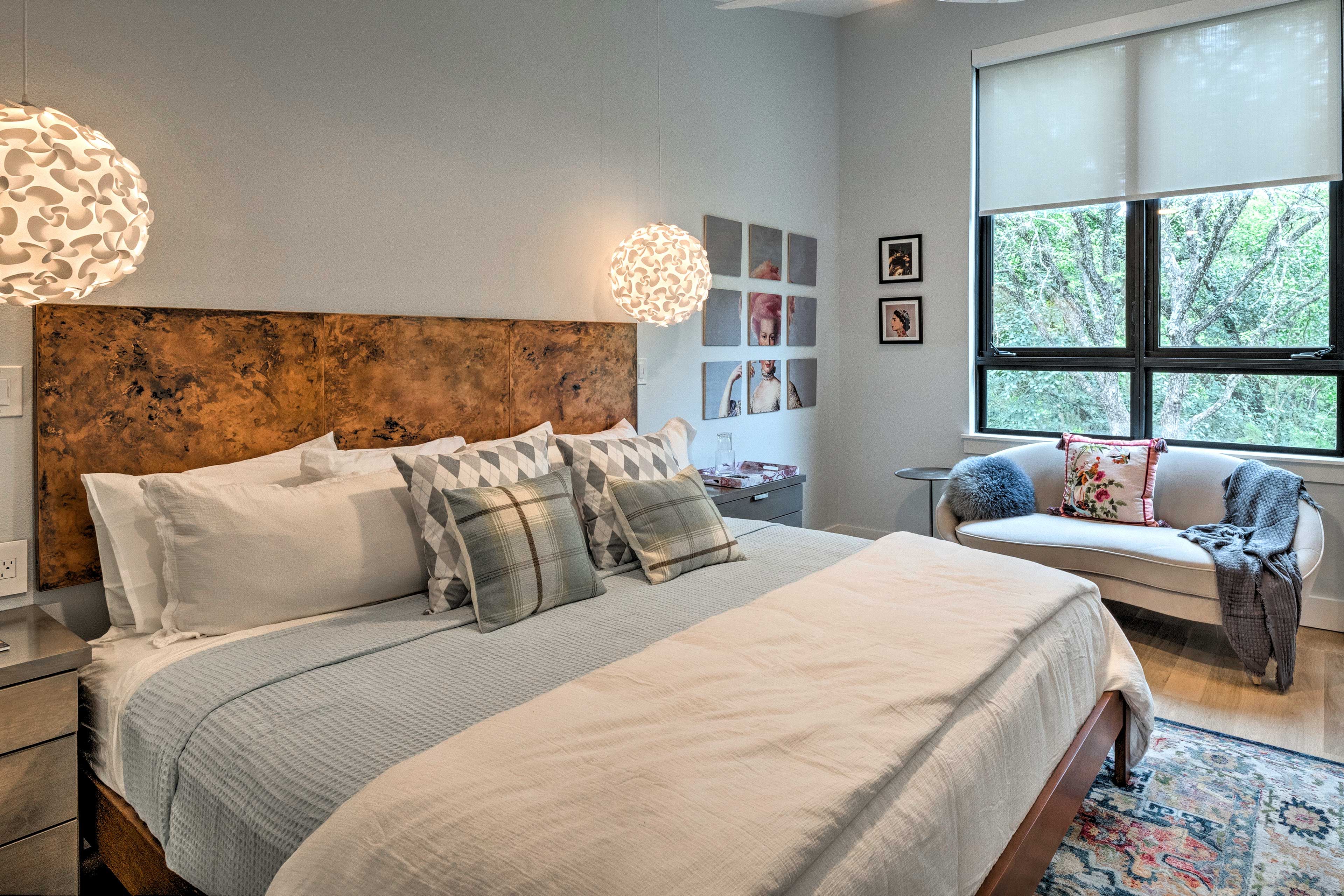 Sleep soundly in this comfortable king-sized bed.