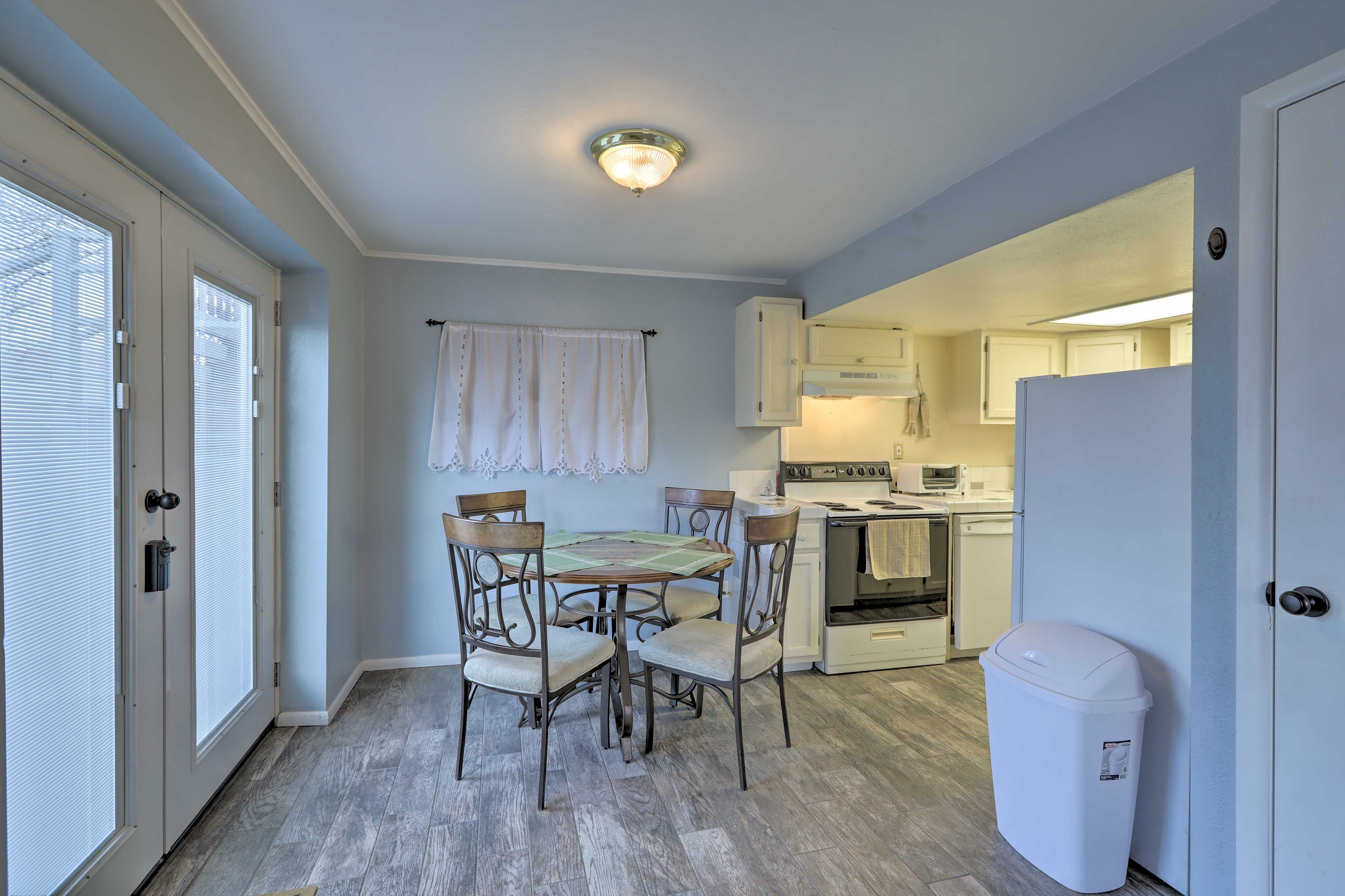 Head to the fully equipped kitchen when hunger strikes.