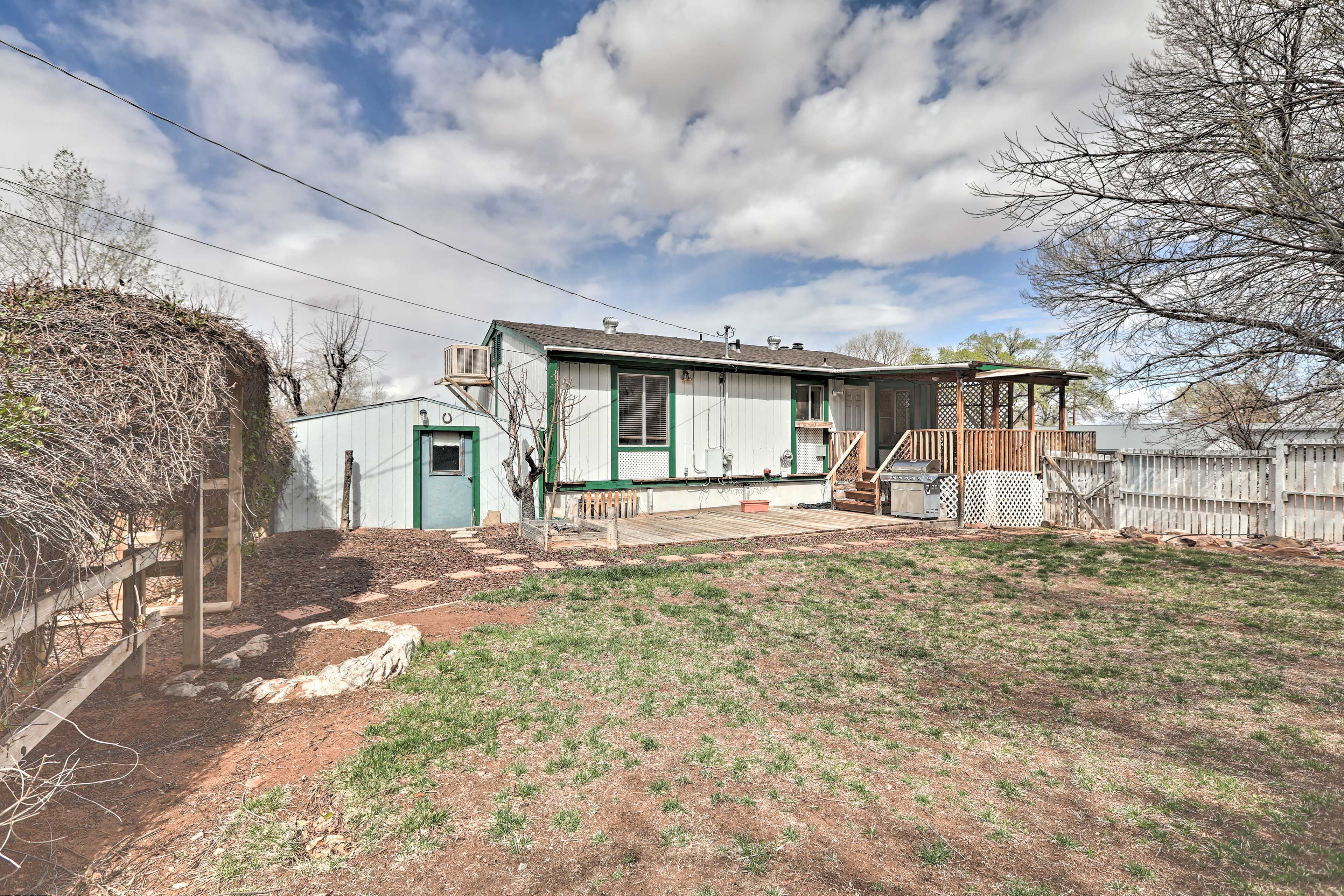 This home features a private, fenced-in yard.