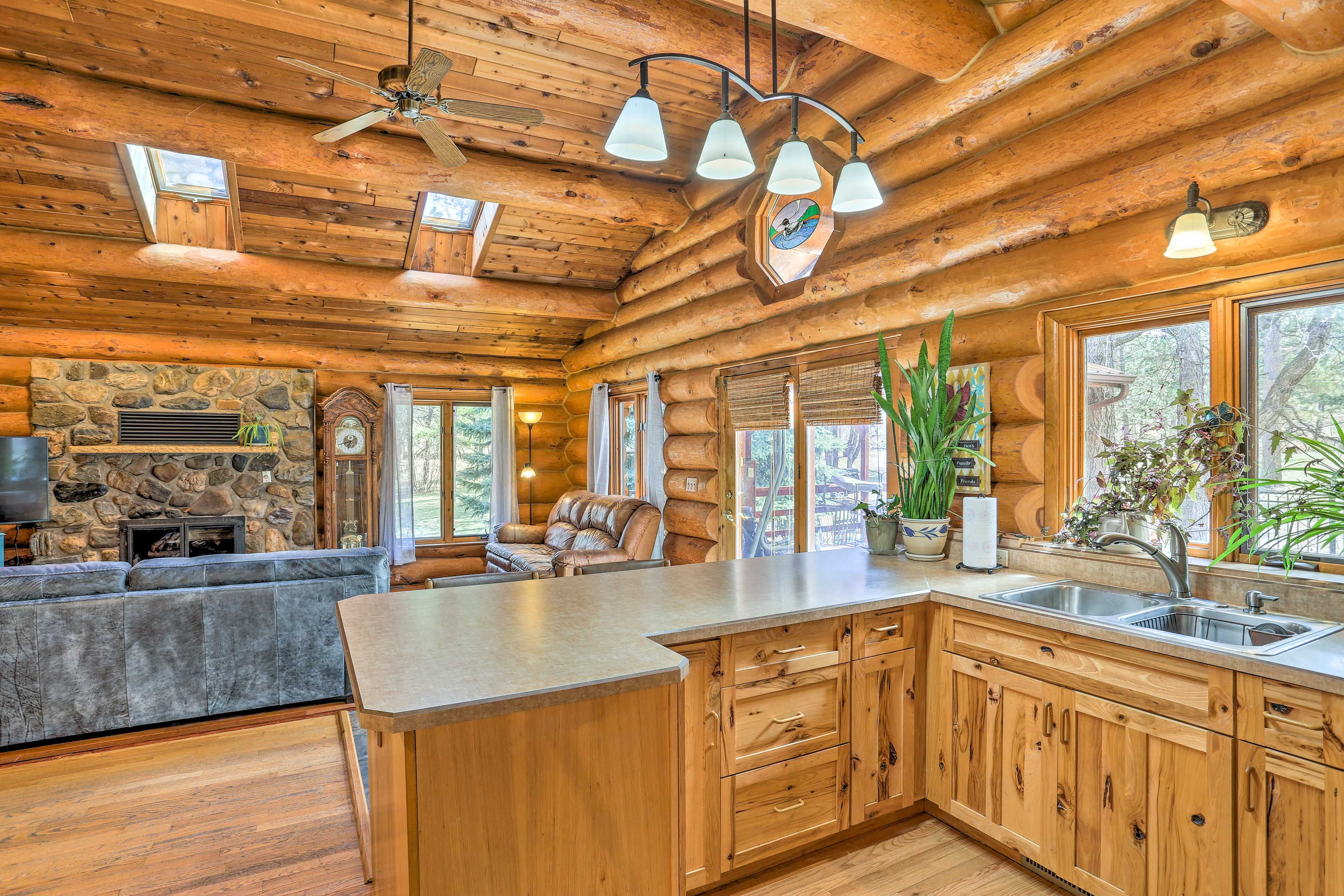 The skylights offer plenty of natural lighting.
