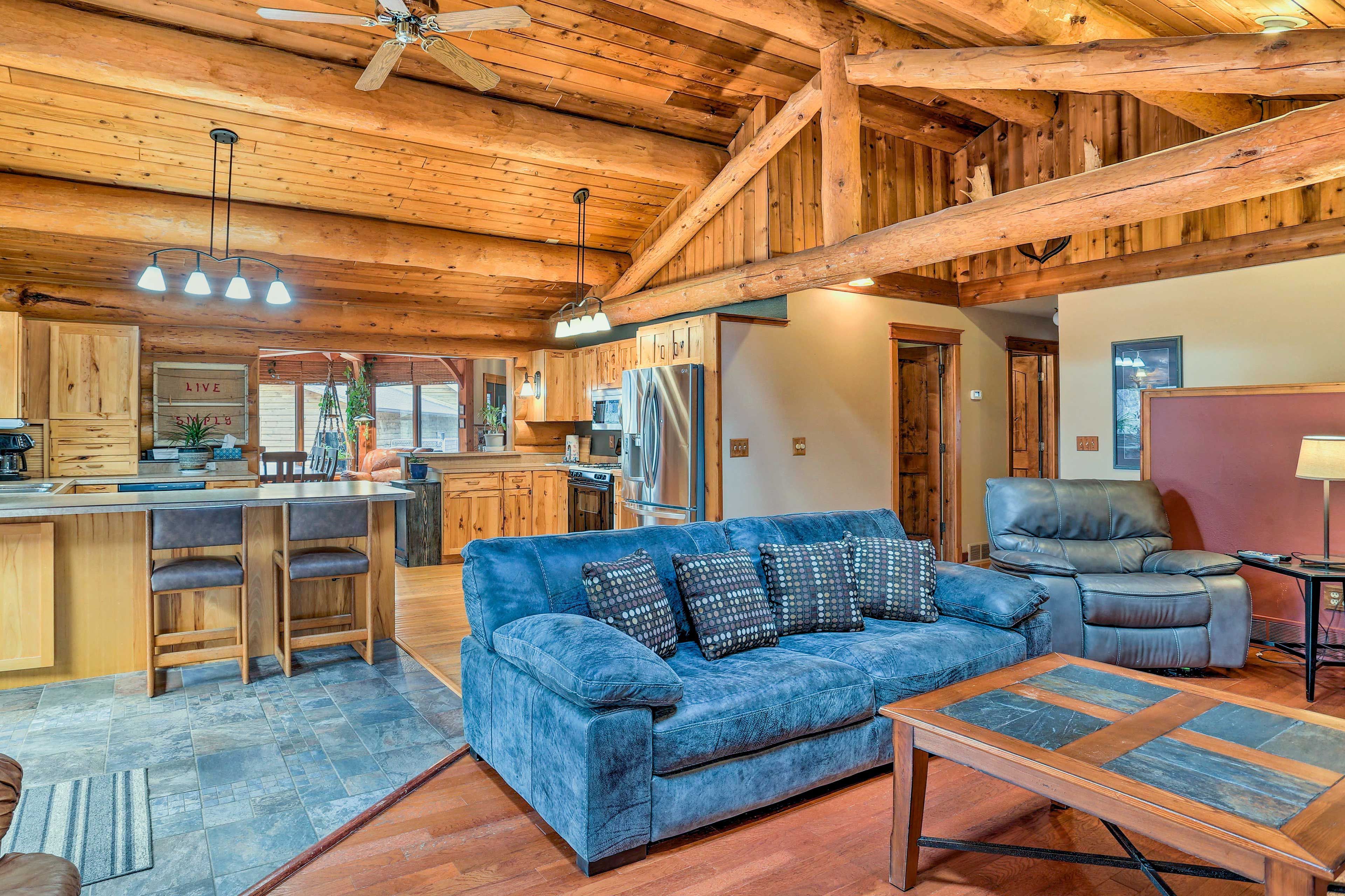 Cozy up near the fireplace on winter nights.