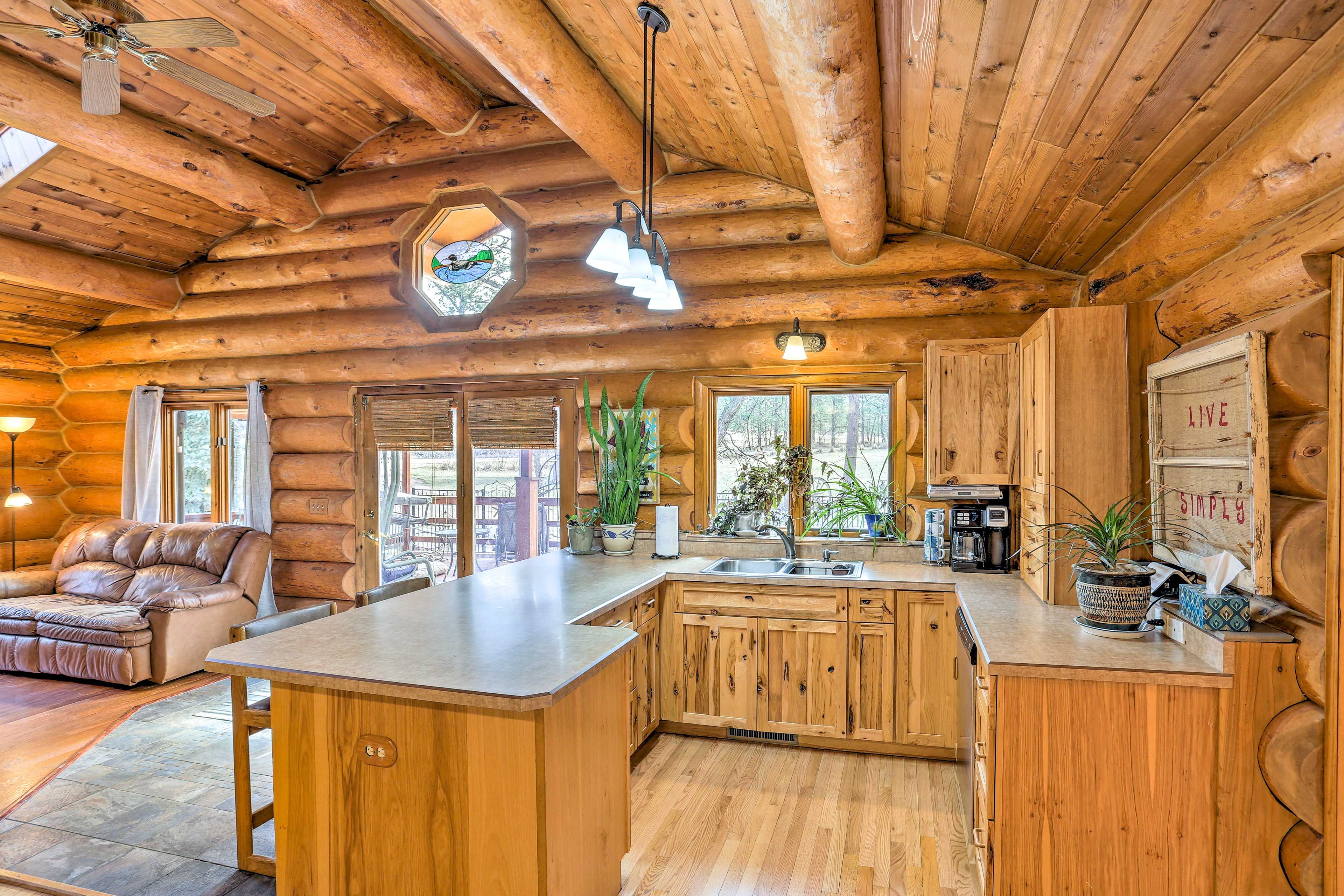 There's plenty of counter space in the full kitchen for meal prep.