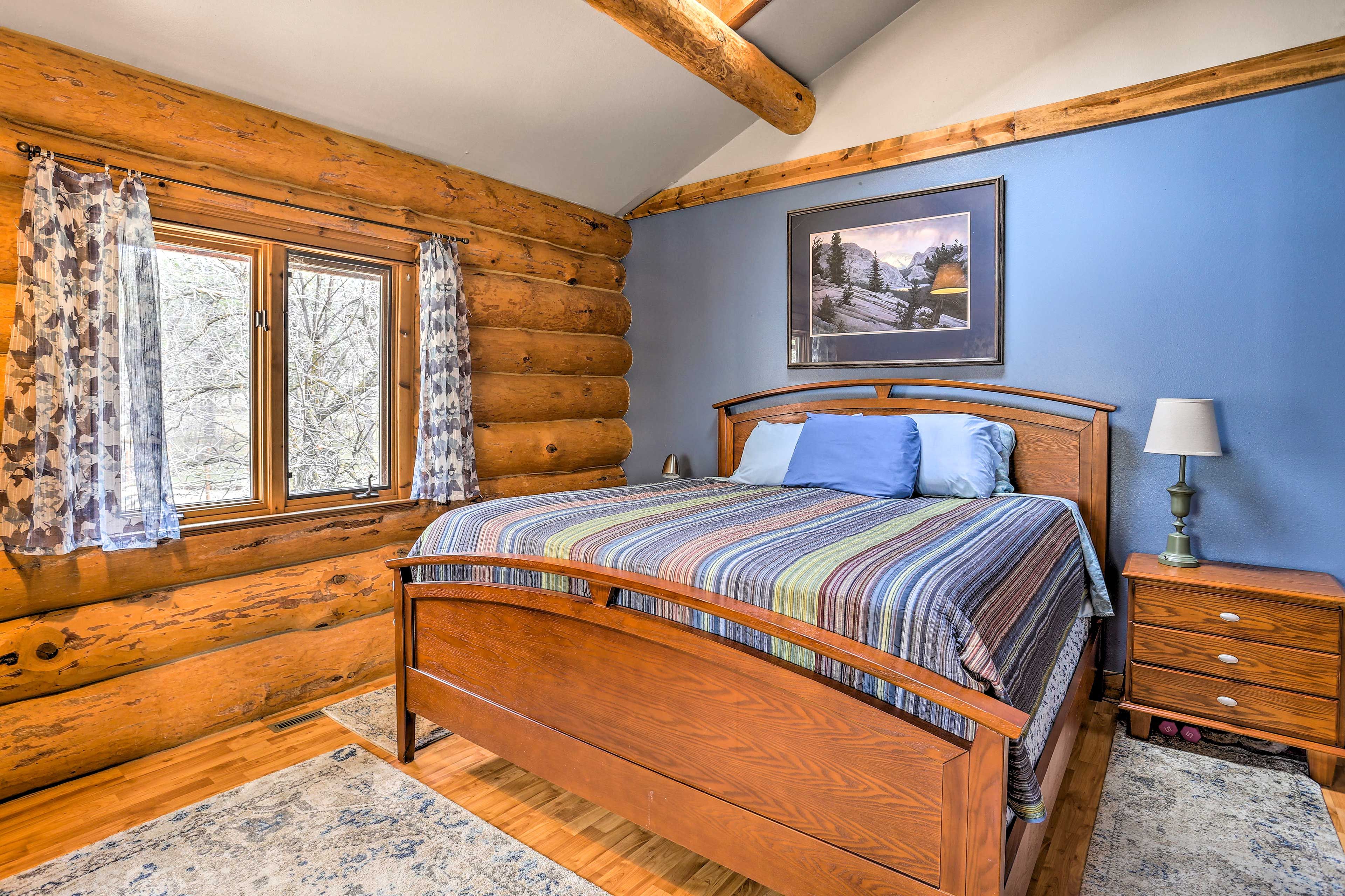 The first bedroom includes a king bed.