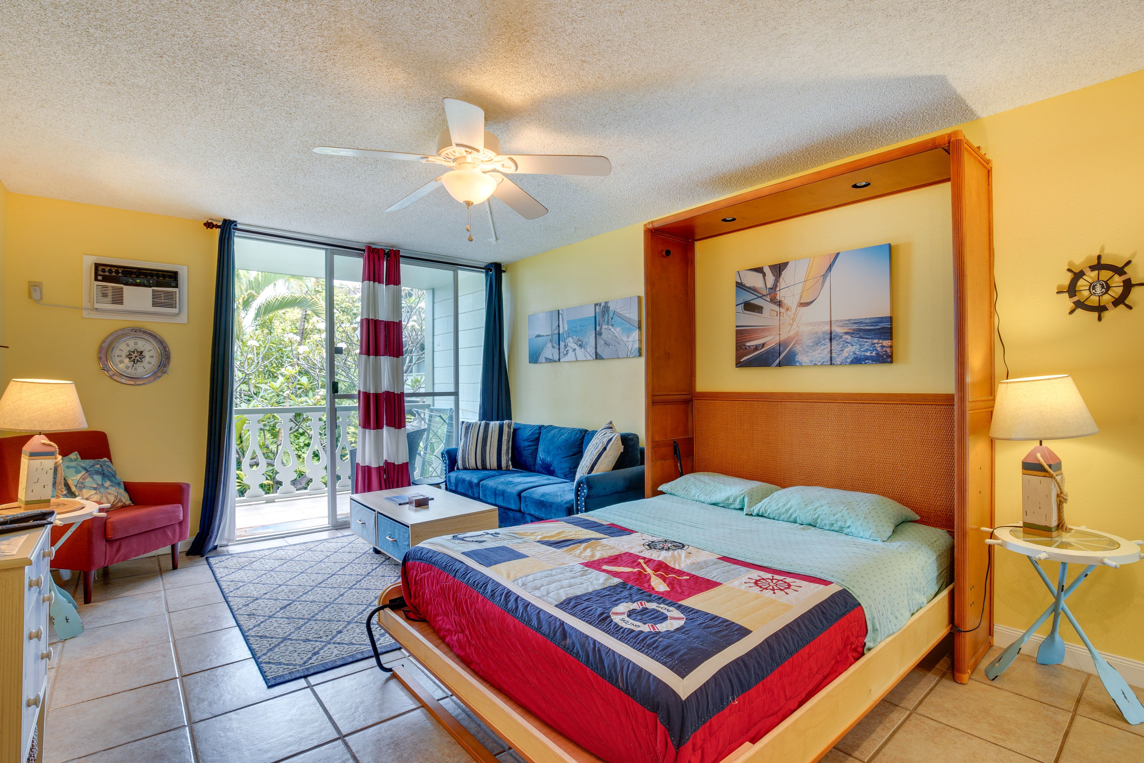 Studio | Sleeping Area | Queen Murphy Bed | Cable TV