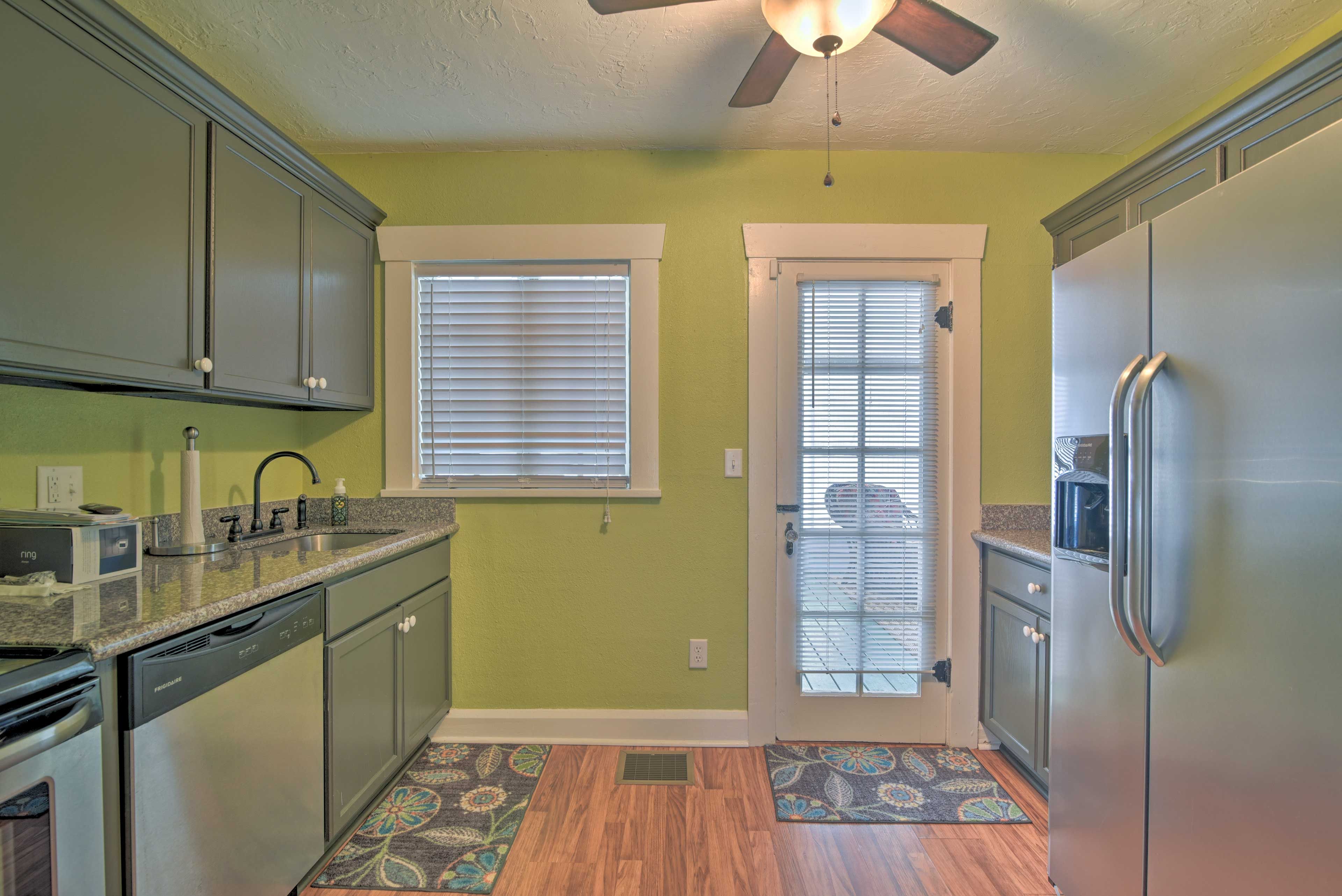 The kitchen is equipped with stainless steel appliances.