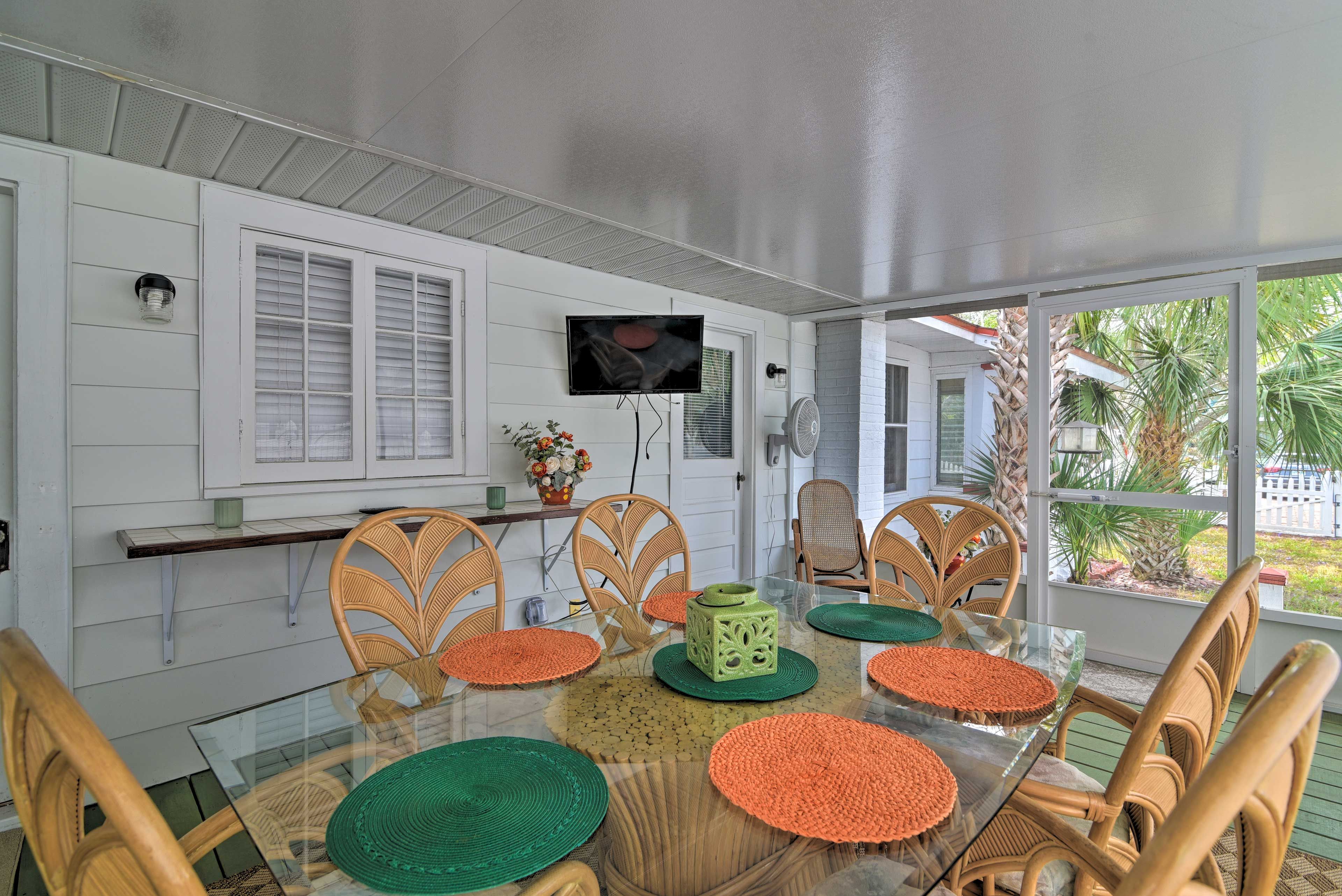 Bring along a board game or pack of cards and play at the table.