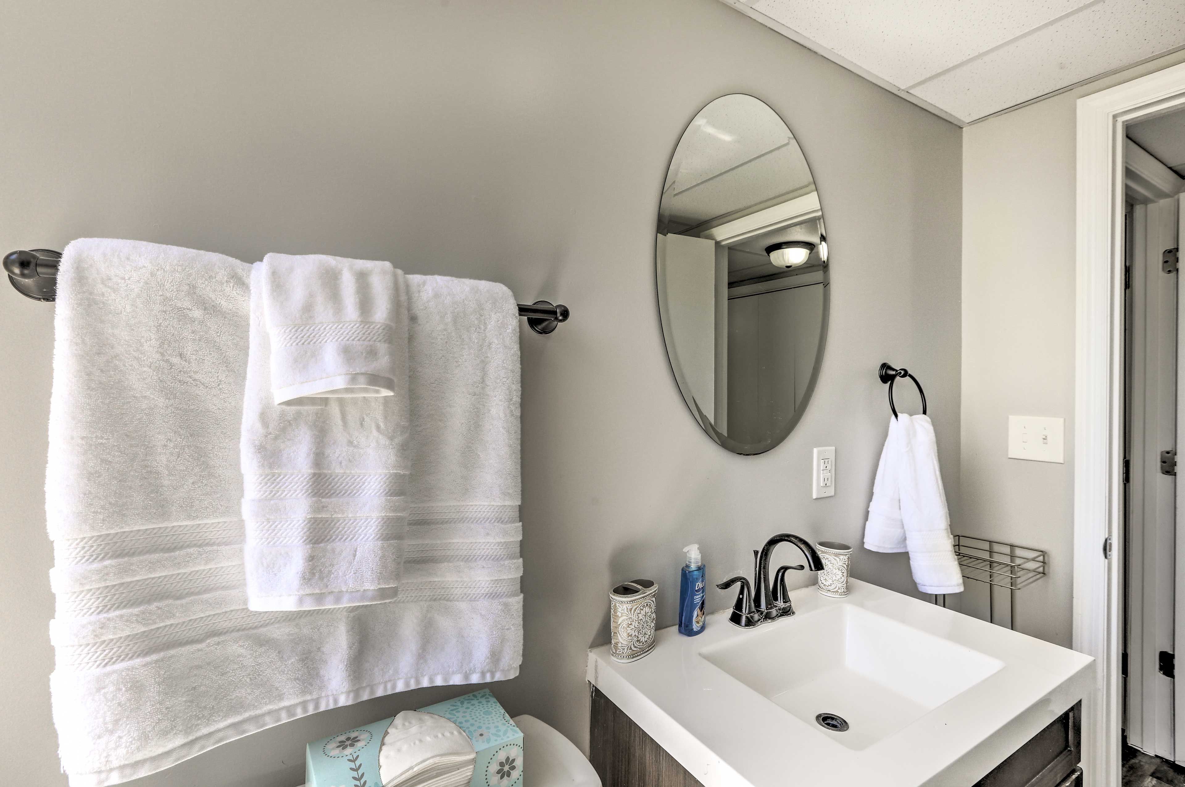 Freshen up in the bathroom.