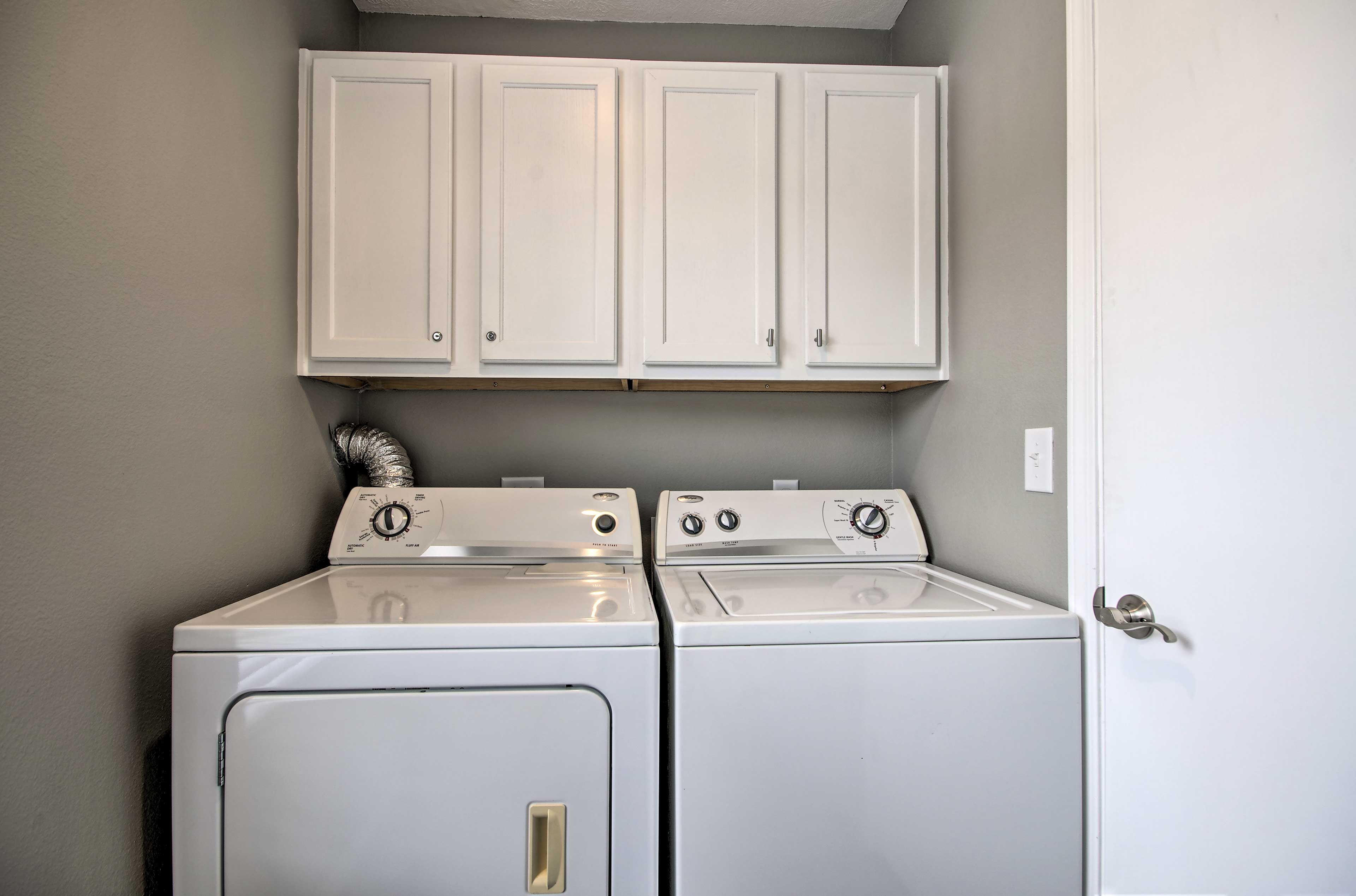 Save on suitcase space! There's a washer & dryer available.