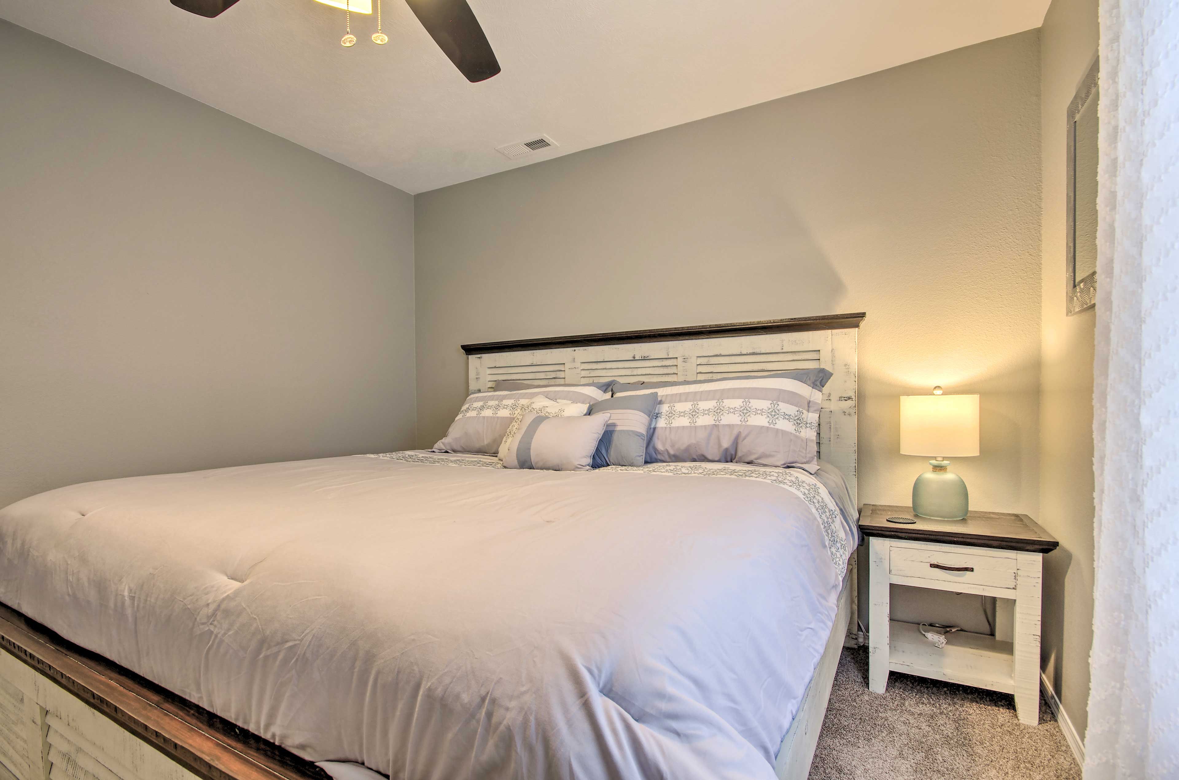 The ceiling fan will keep you cool at night.