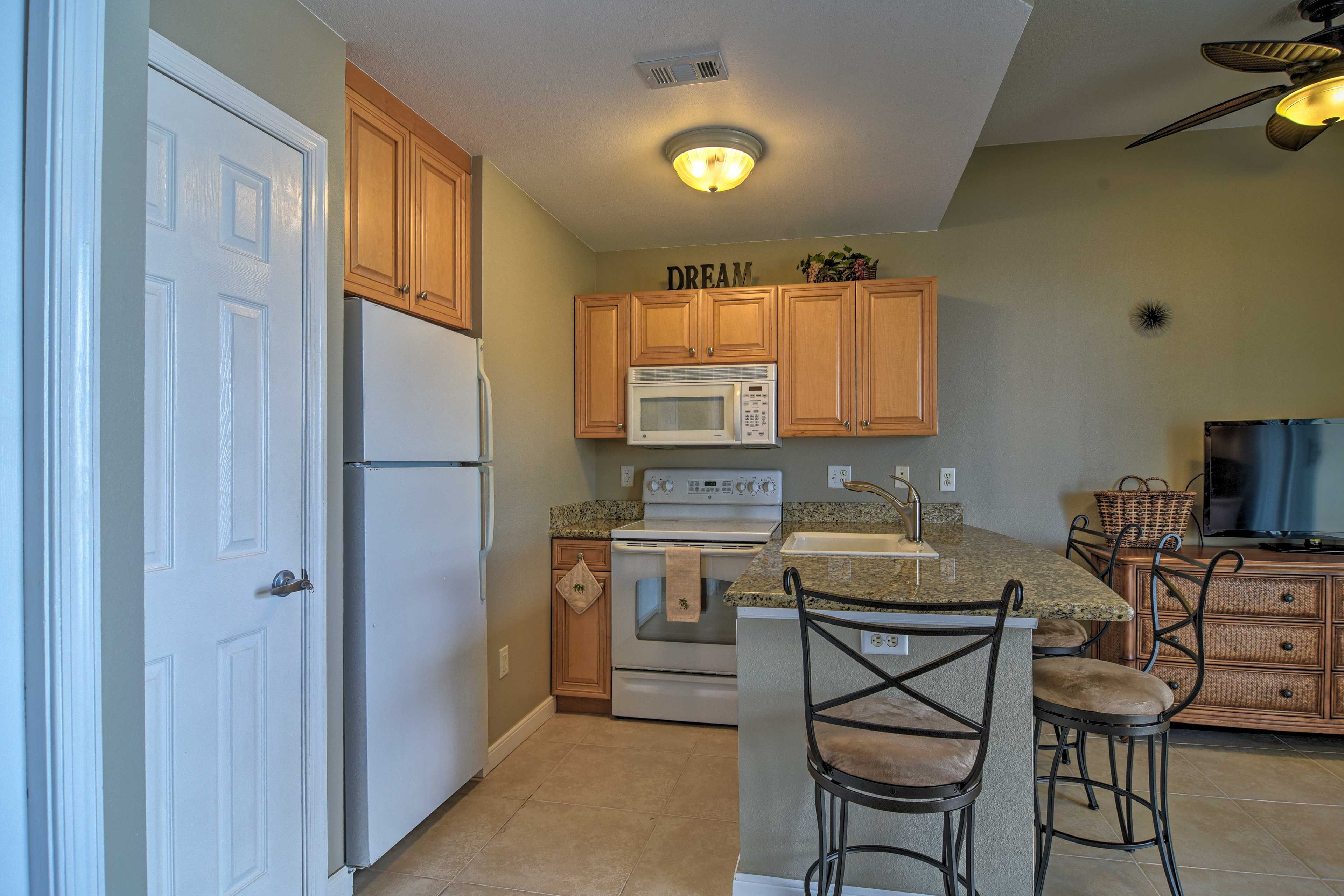 Cook up a romantic meal in the fully equipped kitchen.