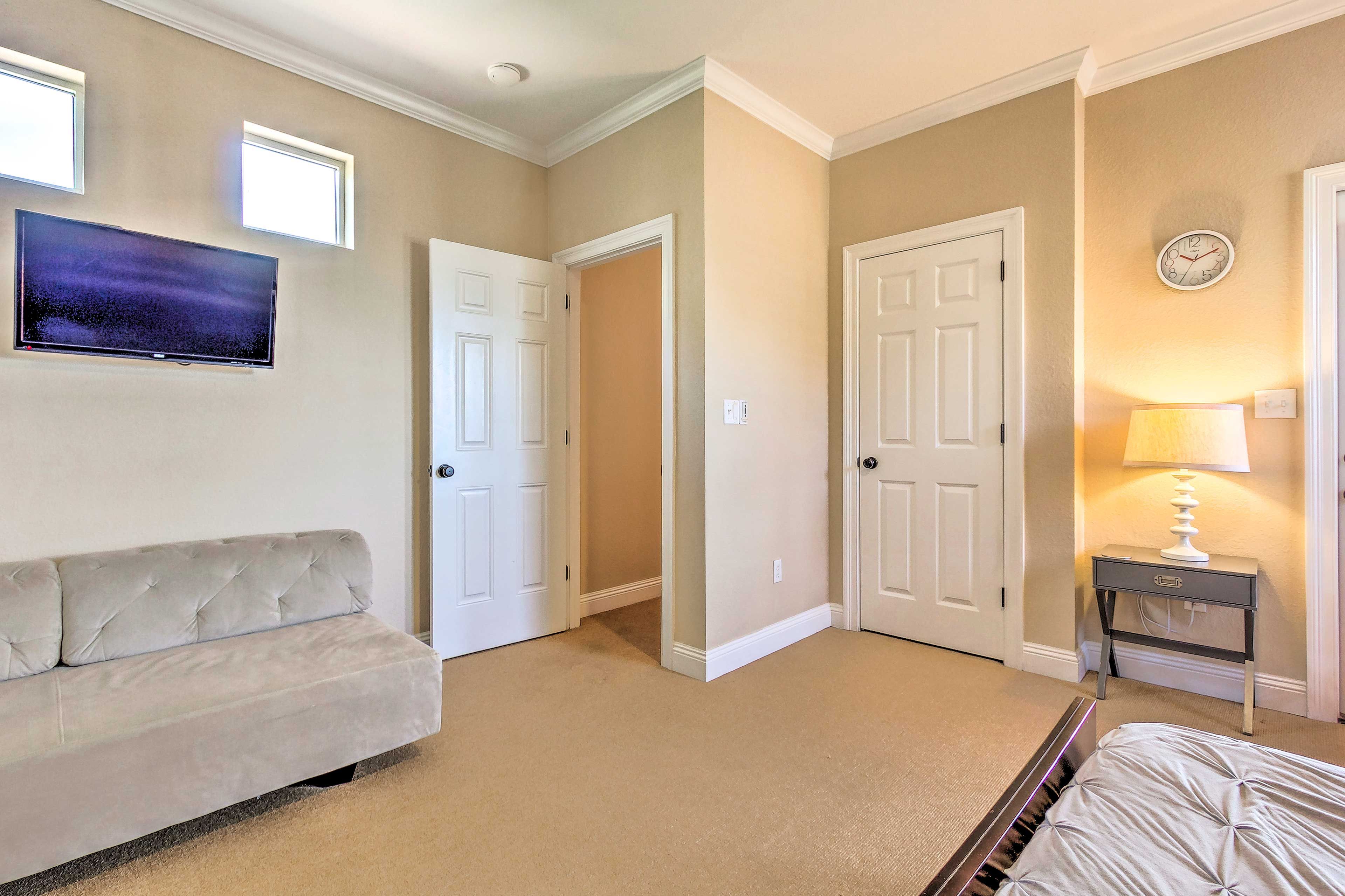 Each bedroom has a flat-screen TV.