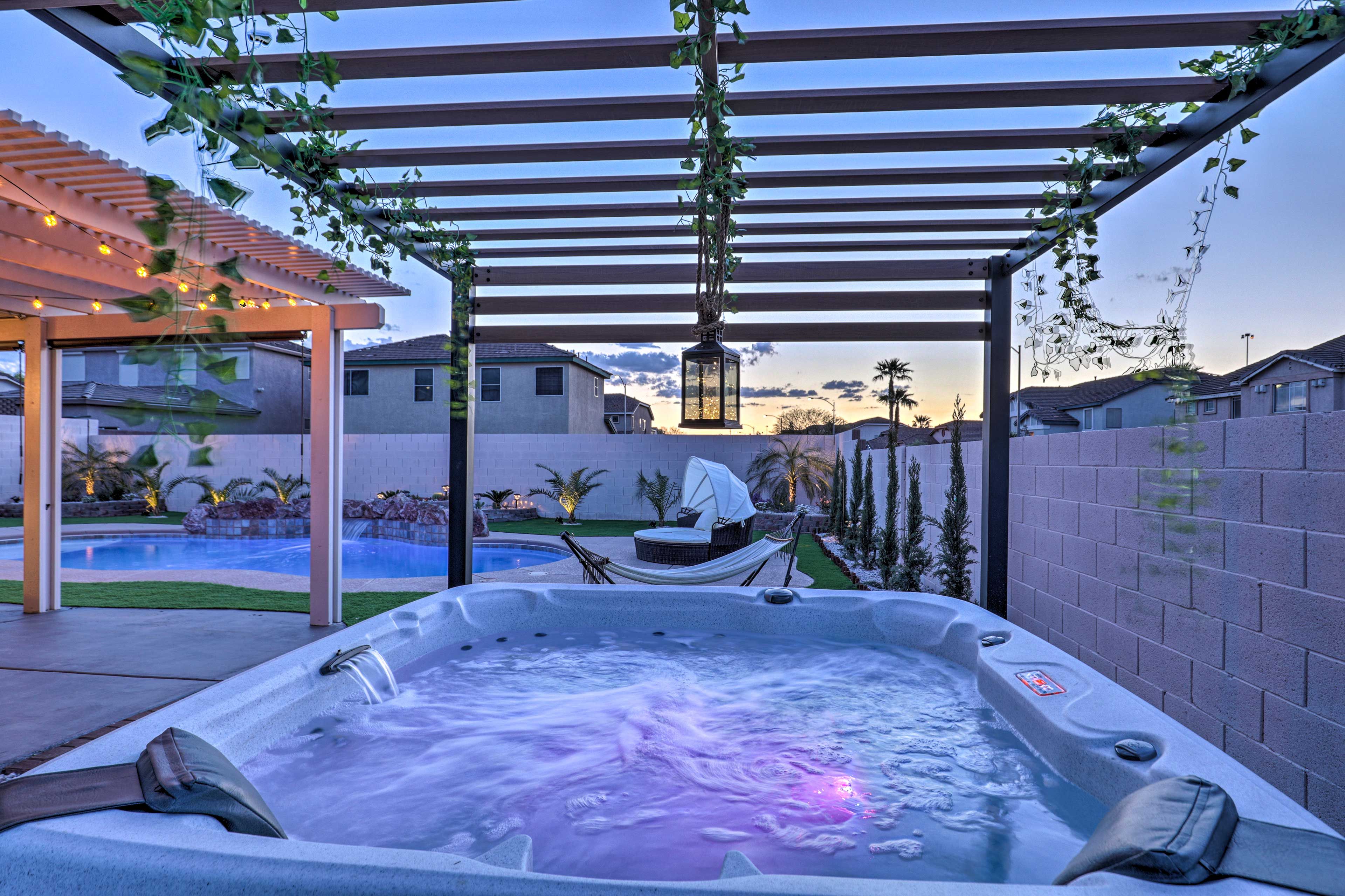 Soak your stresses away in the hot tub!