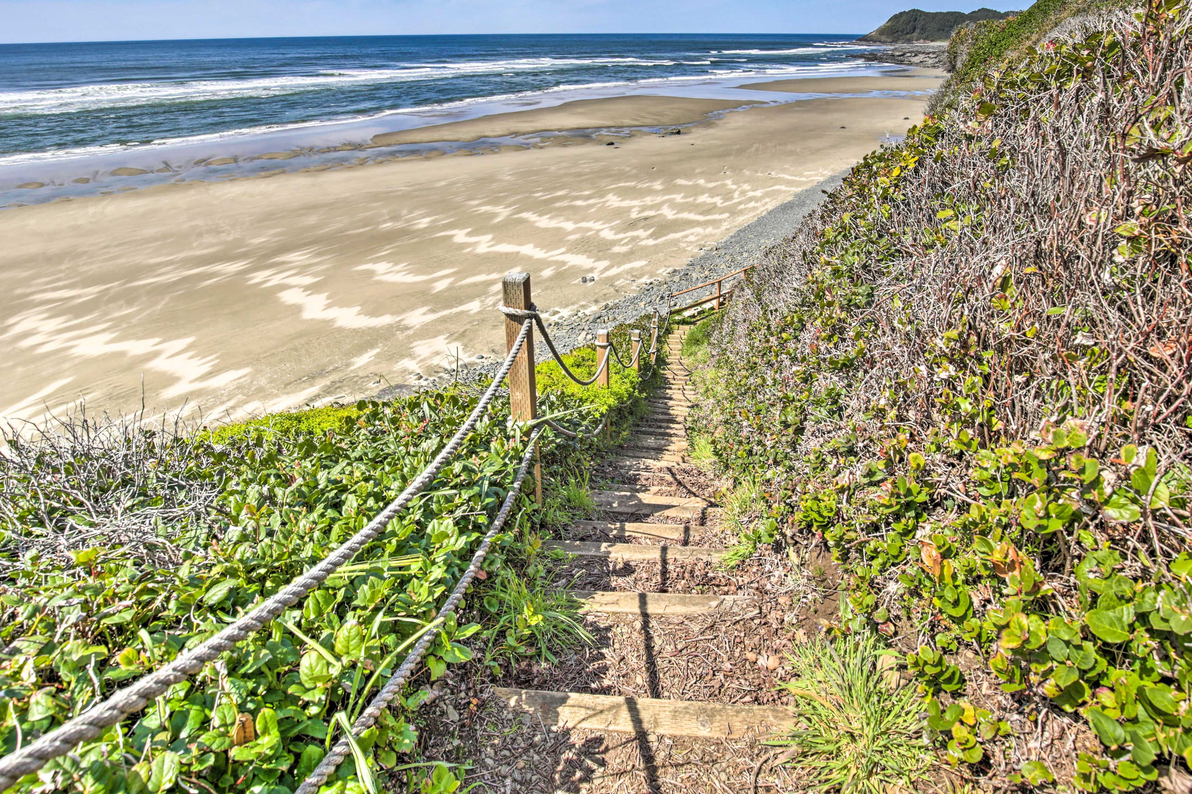 Traverse the steep cliff-side steps - exploration is awaiting!