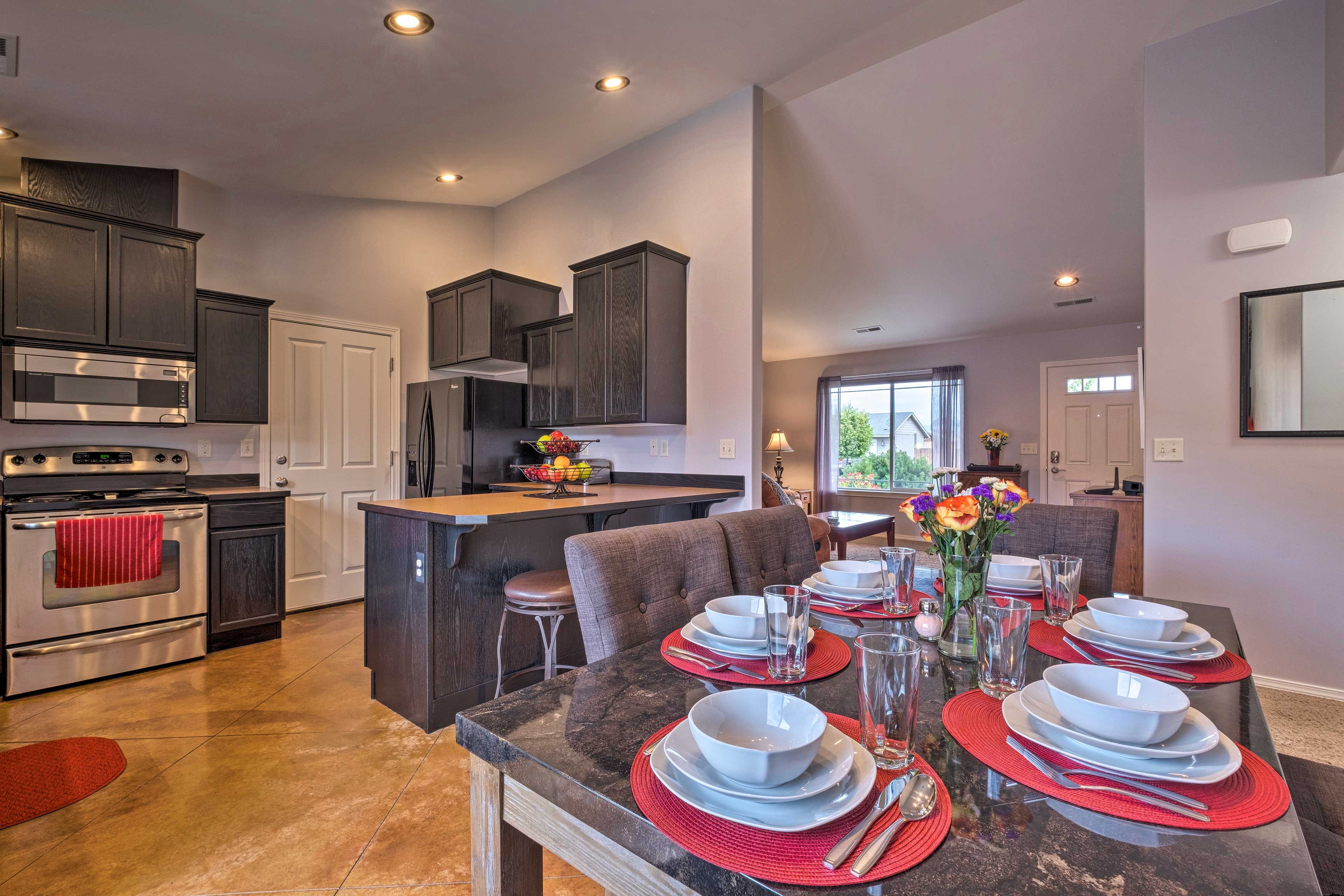 Settle in to dine at the extended table.