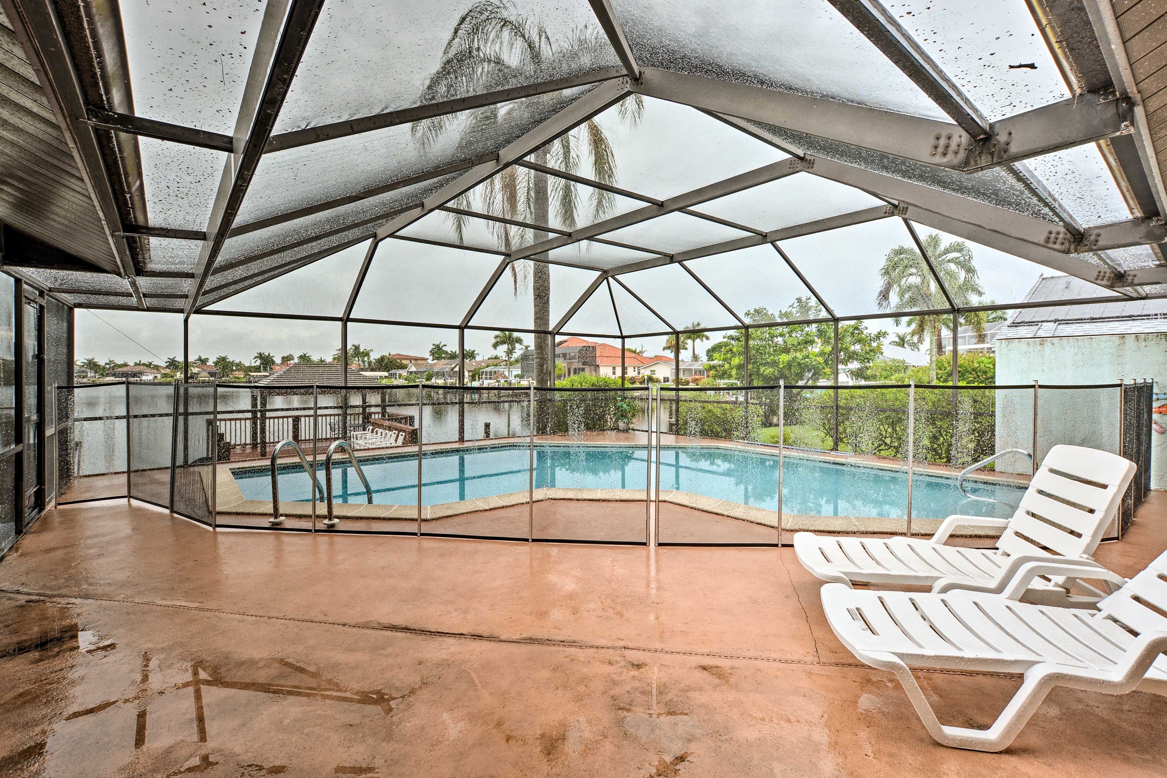 The private pool is fenced and safe for families with younger children.