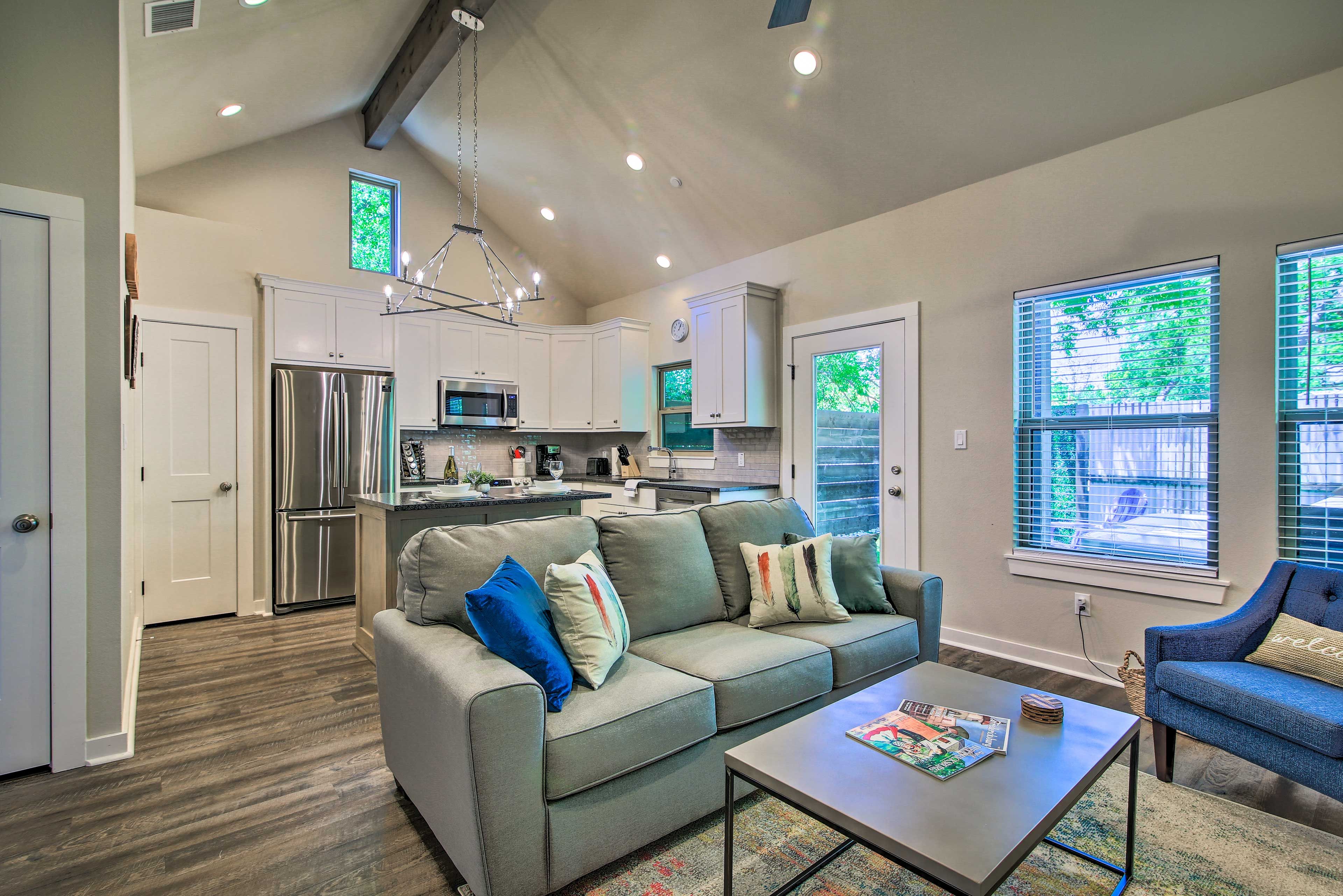 The open-concept layout fills with natural light with each sunny day.